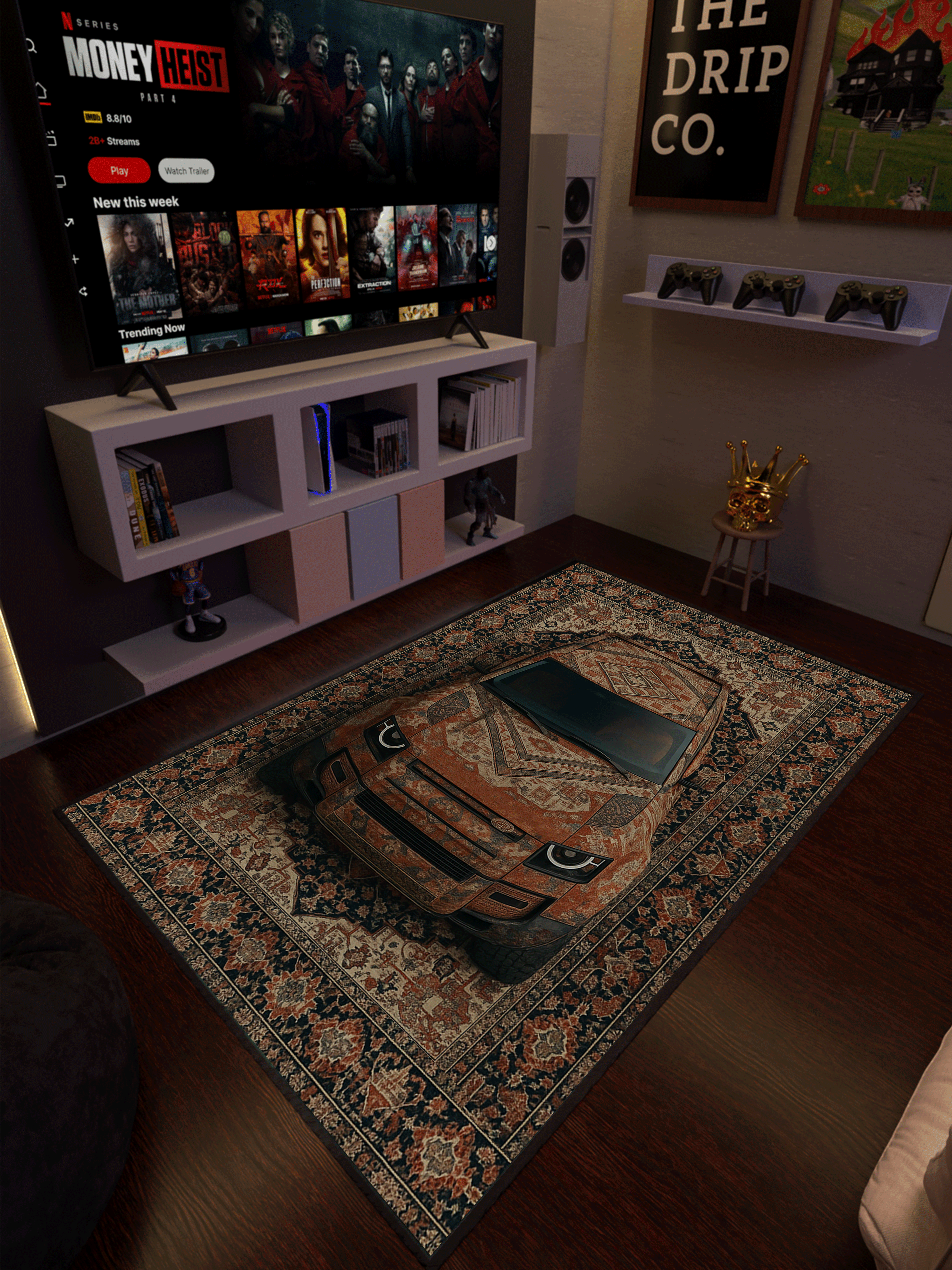 SUV car traditional design Washable Rug