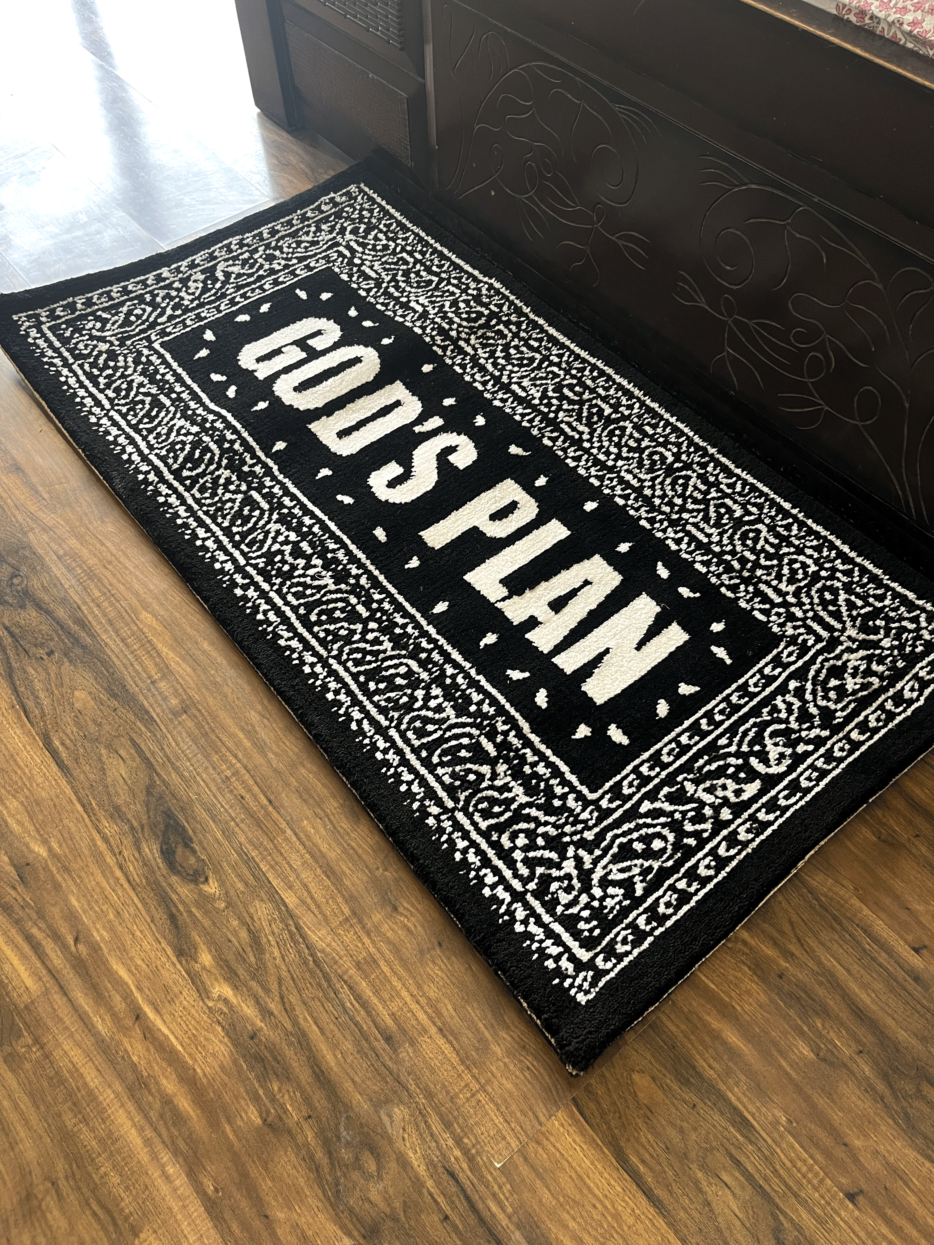 Gods Plan White Machine Tufted Rug