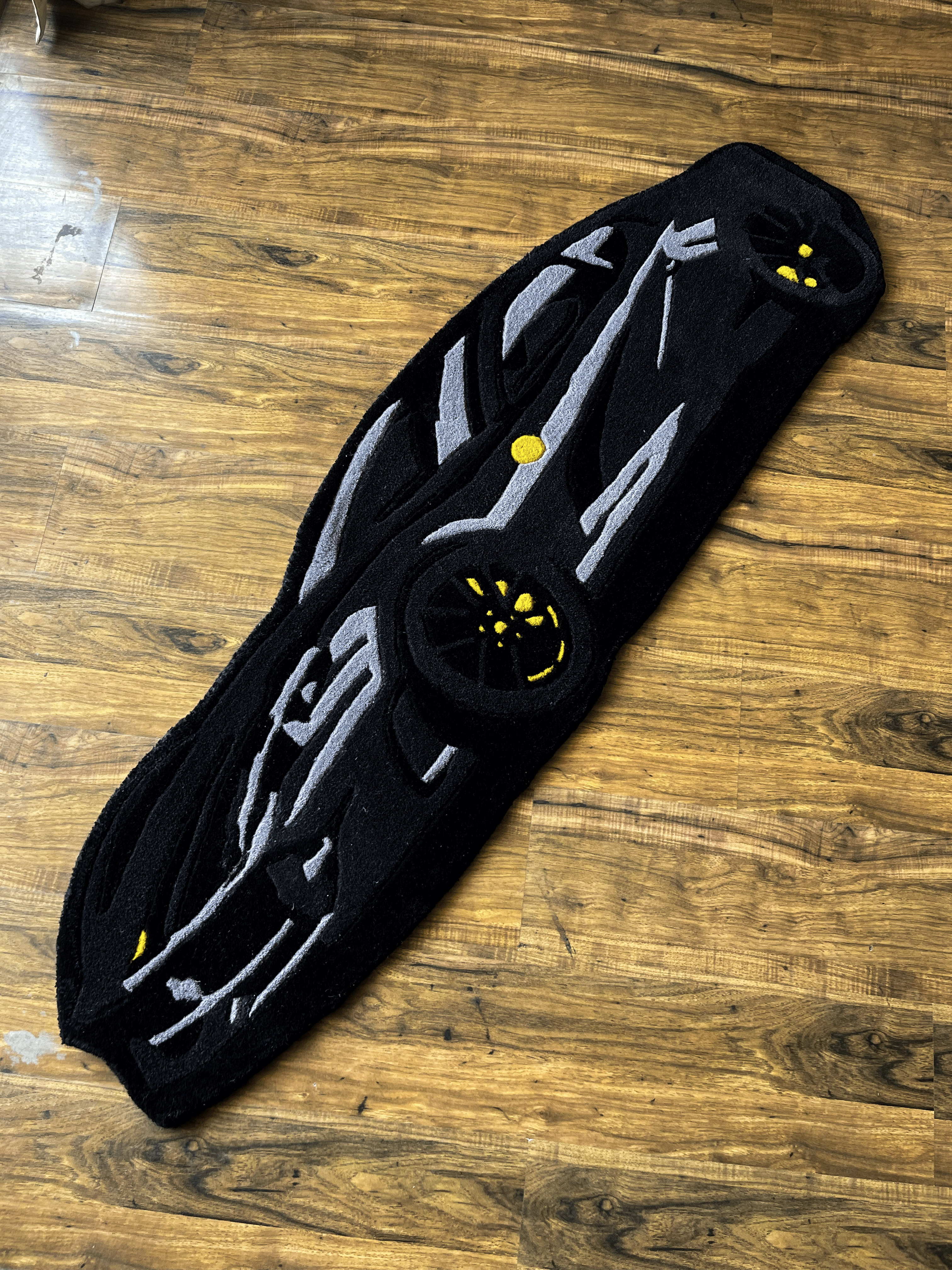 Black super Car Hand Tufted Rug