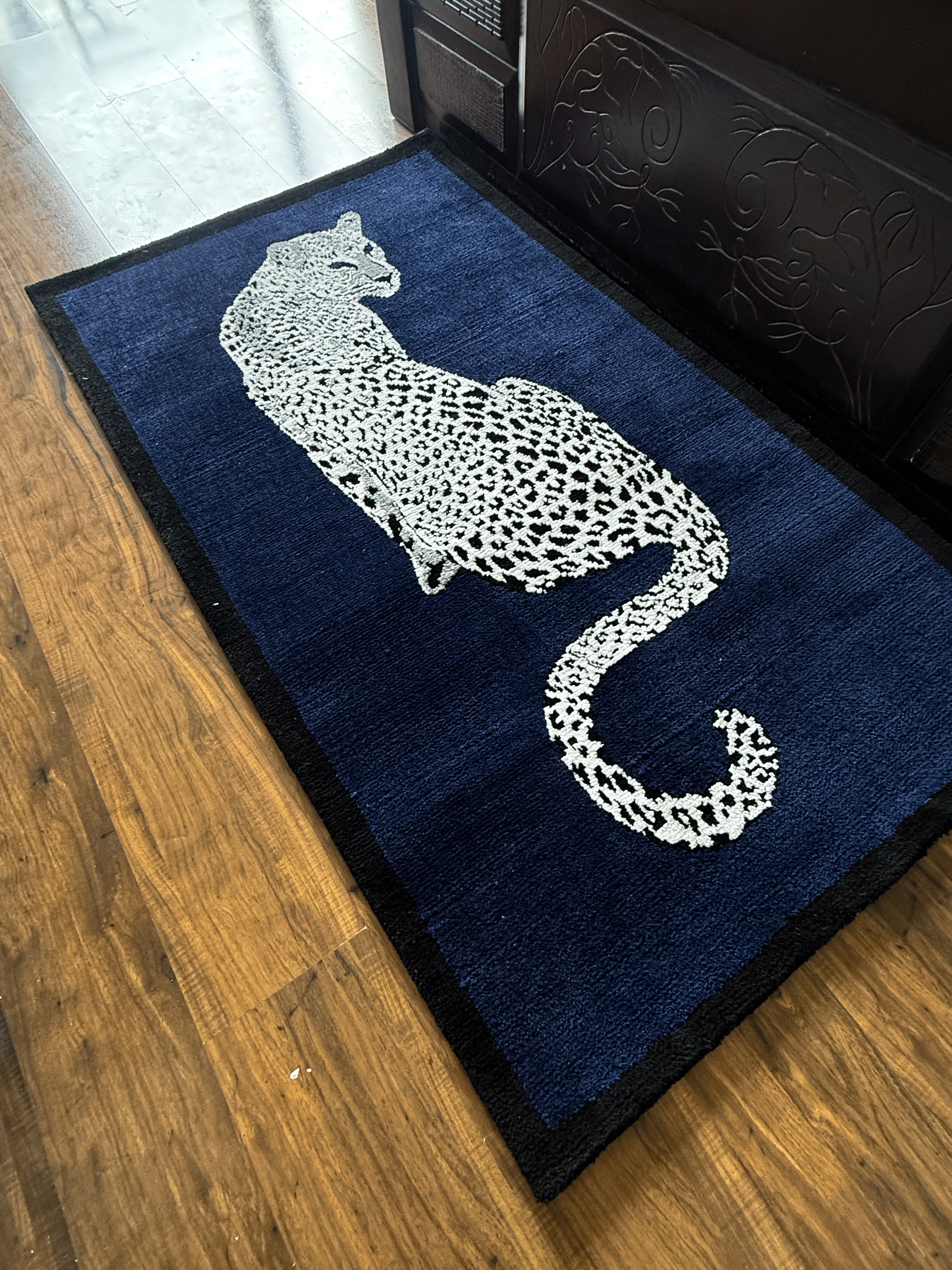 Royal White cheetah Machine Made Rug