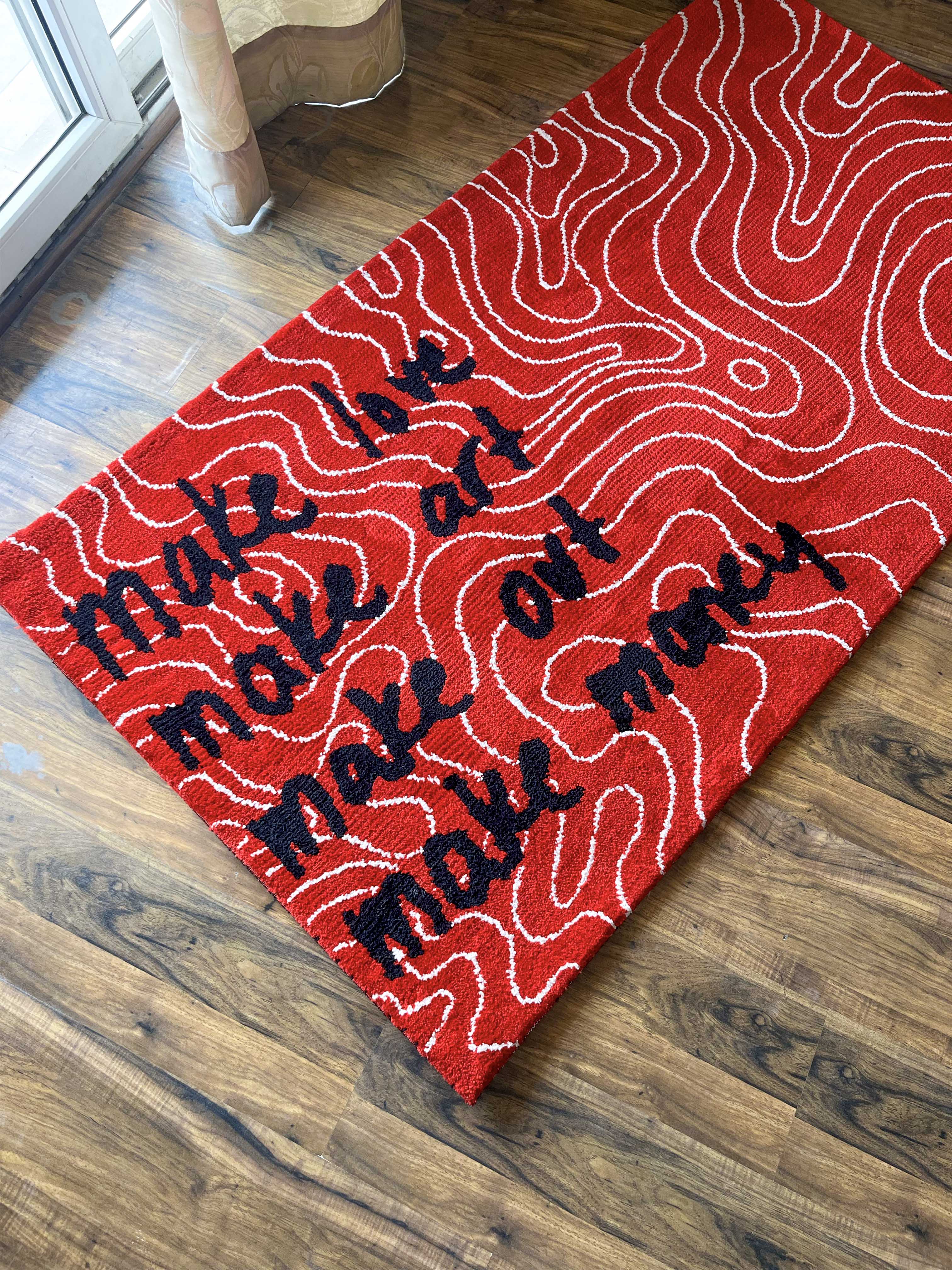 Make love, Make art, make out Machine Made Rug