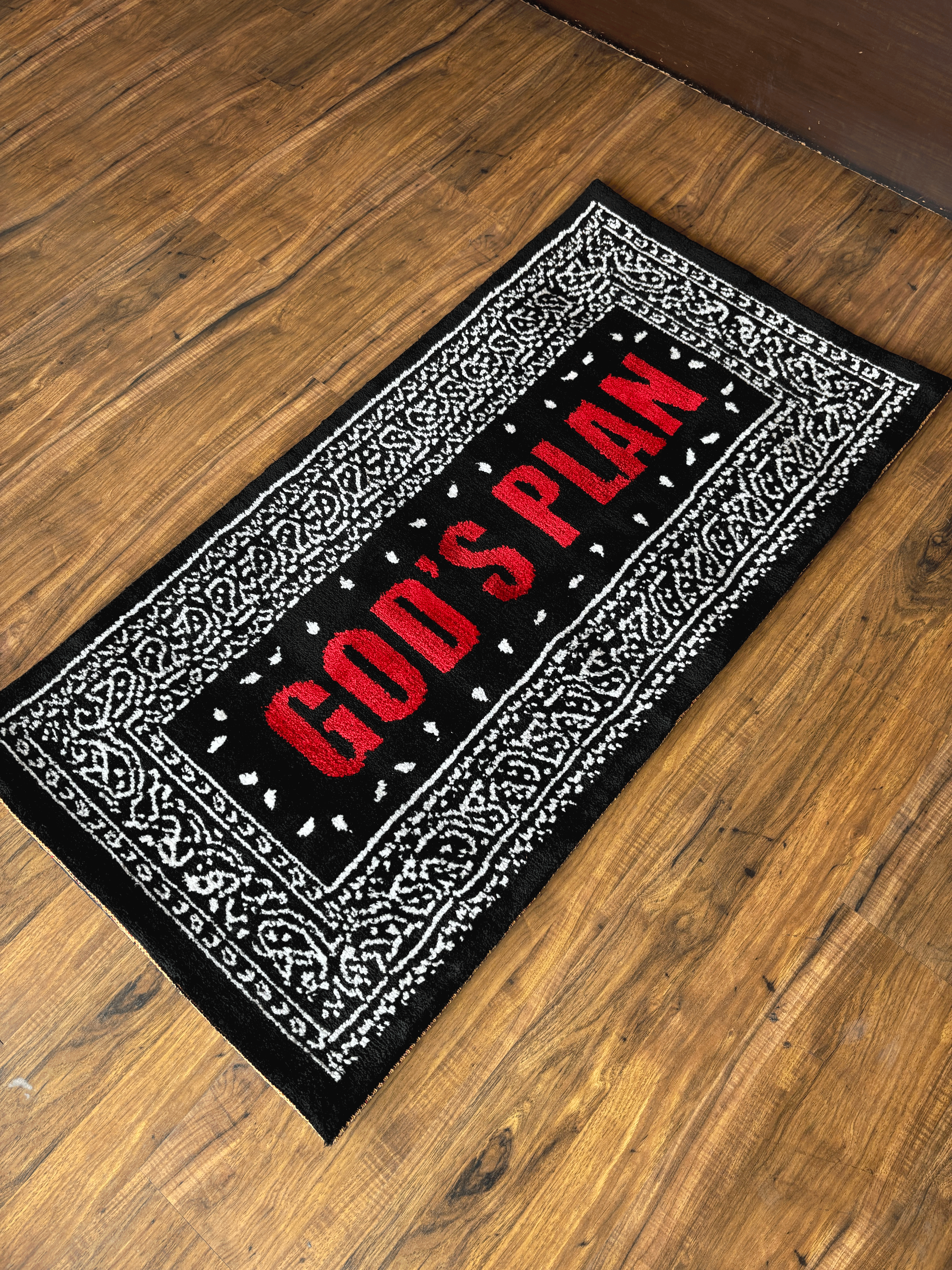 Gods Plan Red Machine Tufted Rug