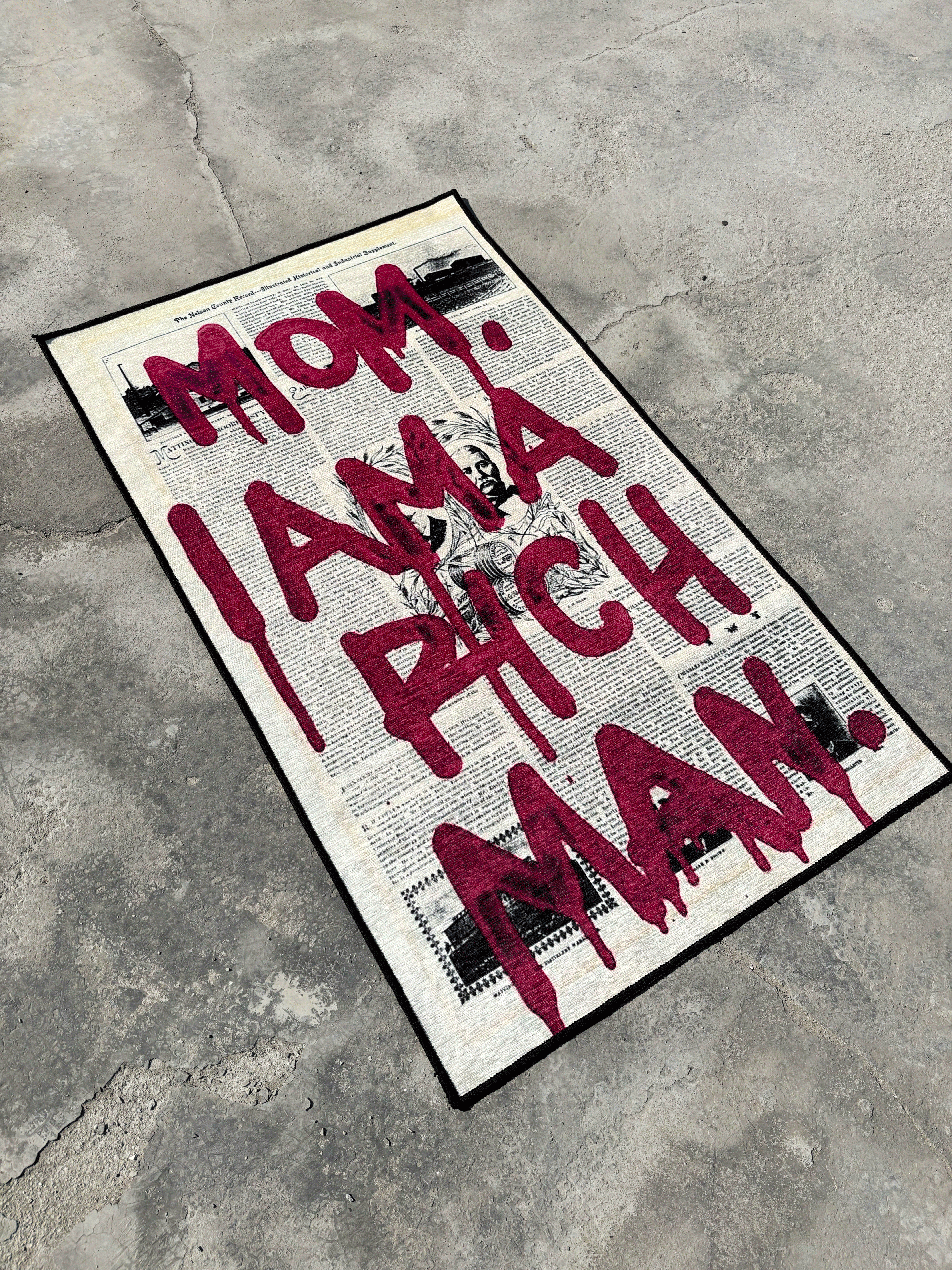 Mom I am a Rich Man Printed Washable Rug