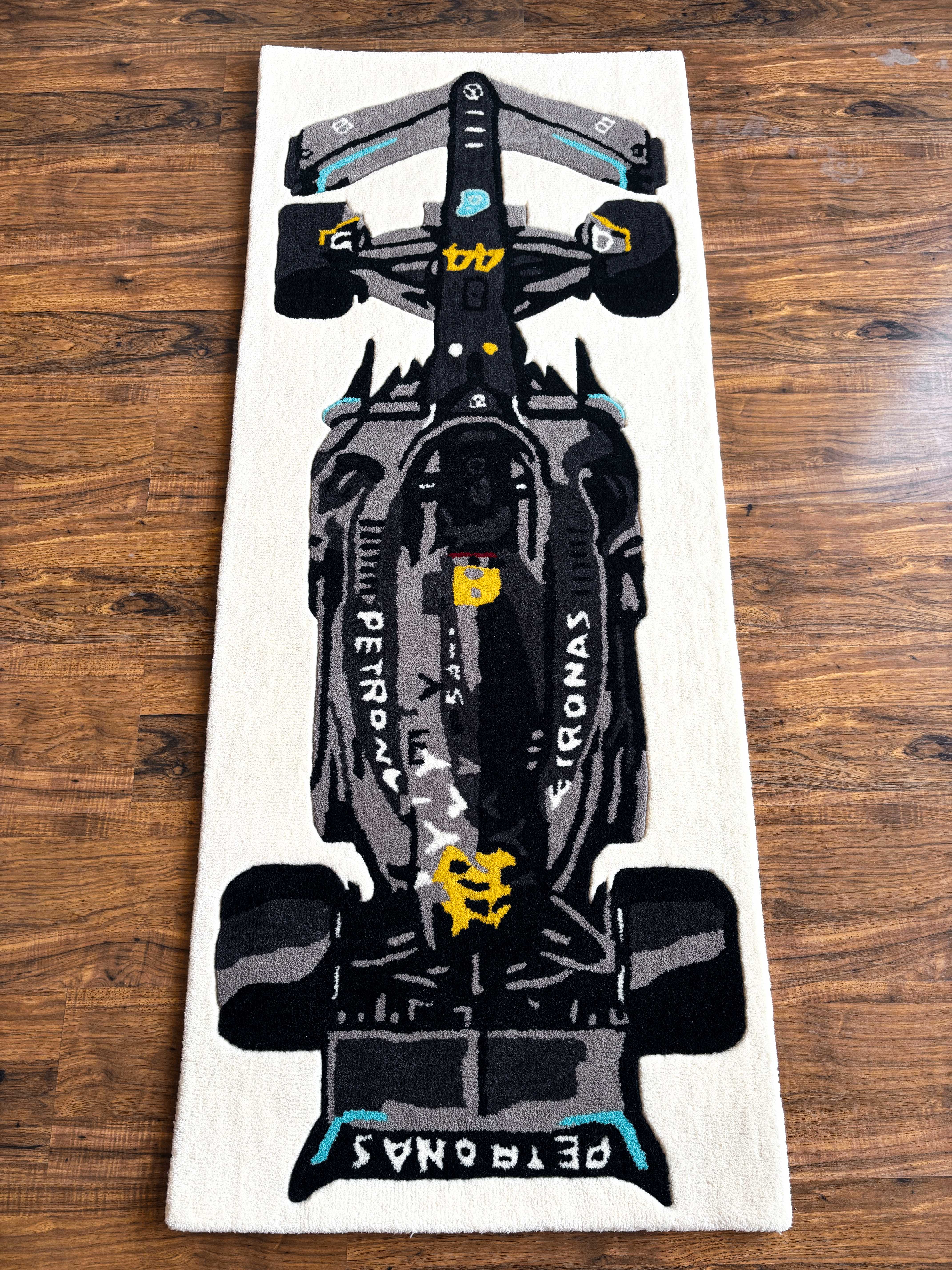 F1 Mercedes inspired Racing Car hand tufted Rug