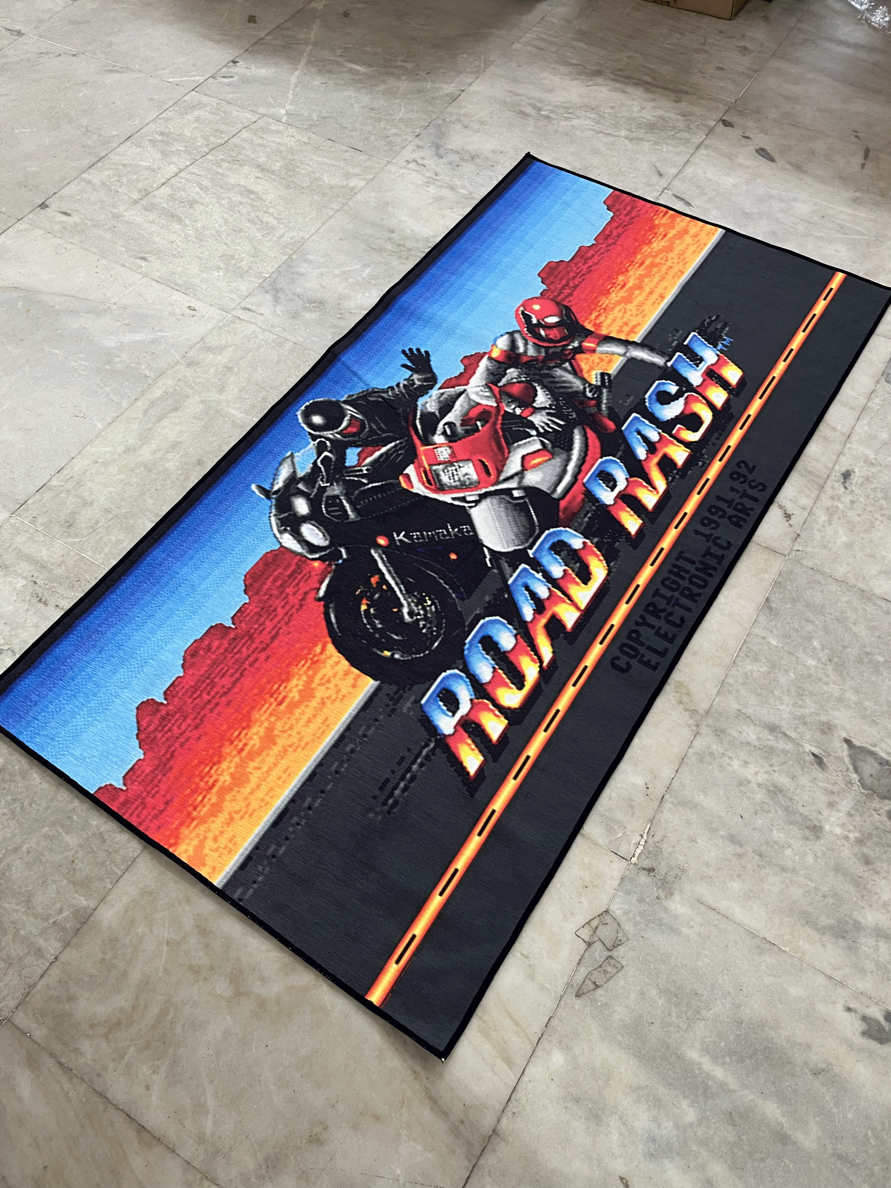 Road Rash Printed Washable Rug