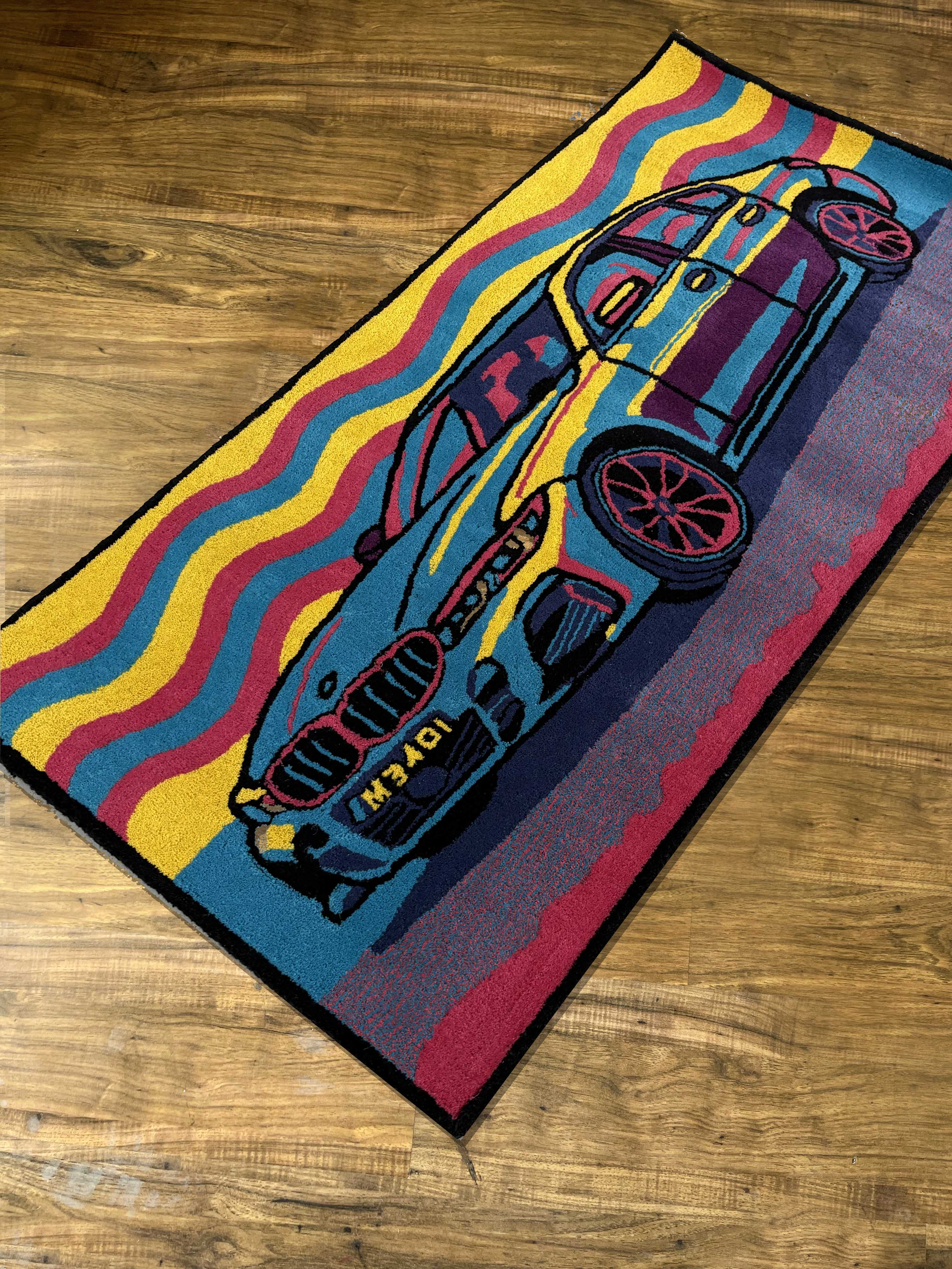 Multi Colour Car Hand tufted Rug