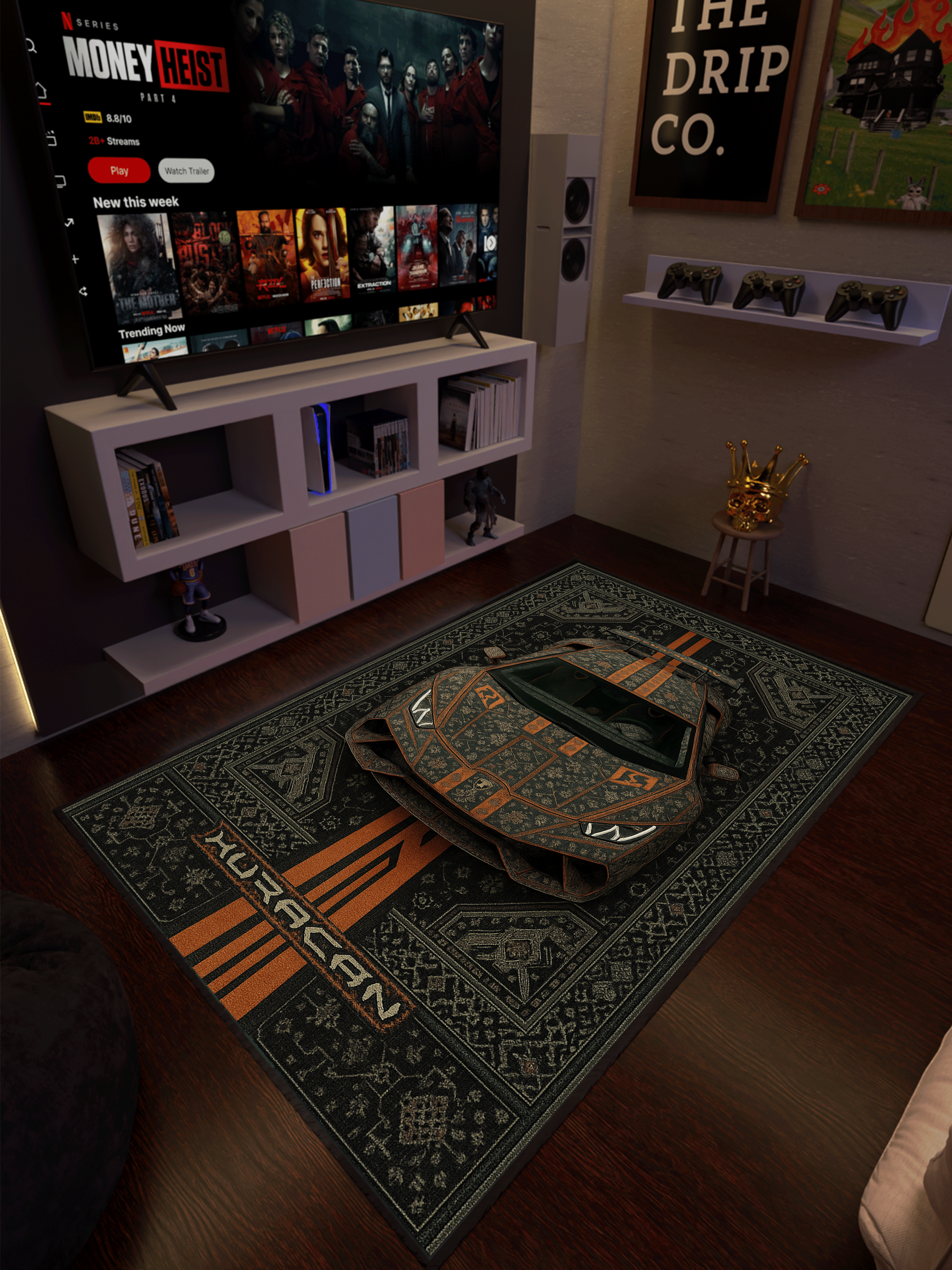 Lambo Sports car traditional design Washable Rug