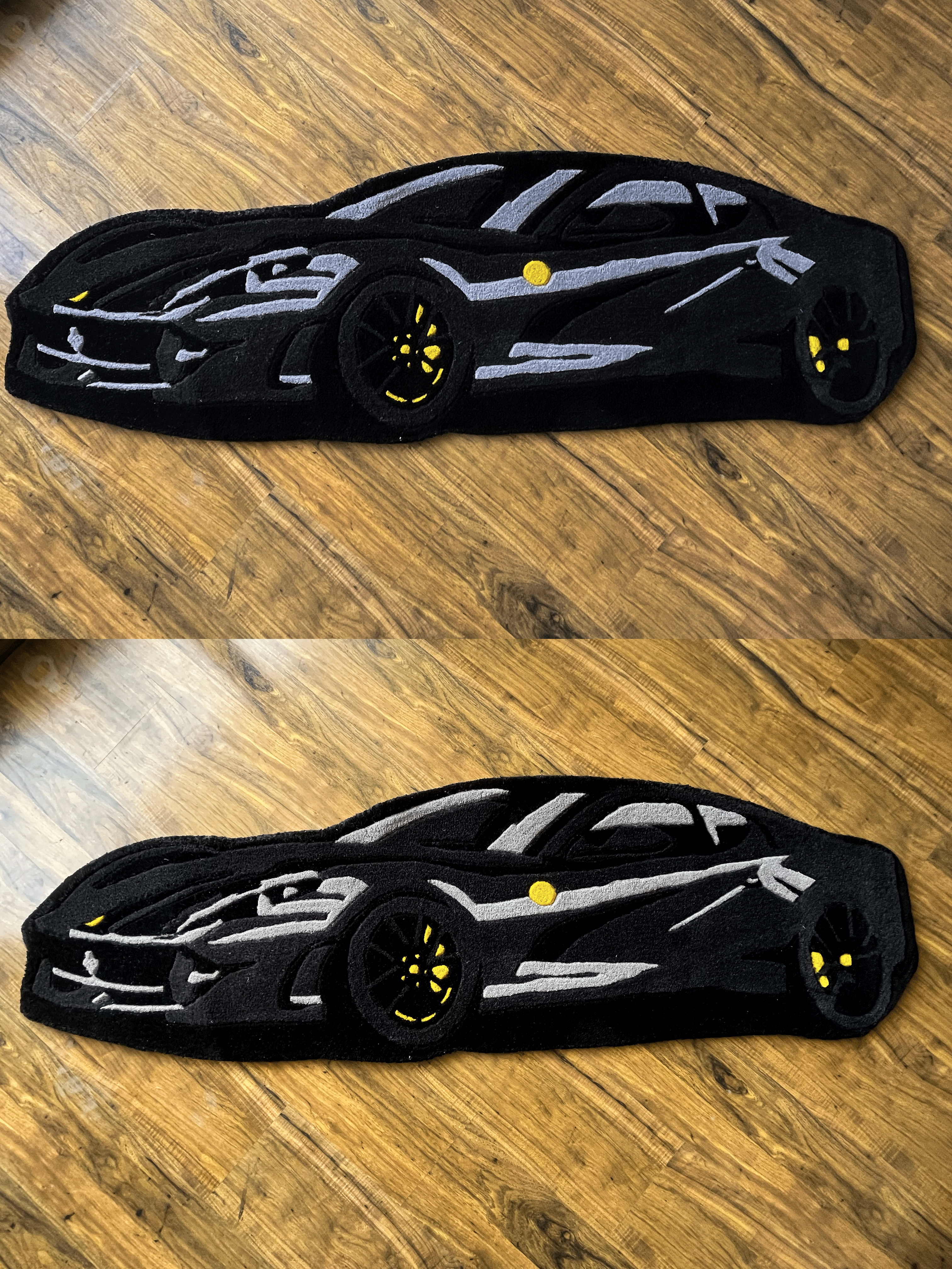 Black super Car Hand Tufted Rug