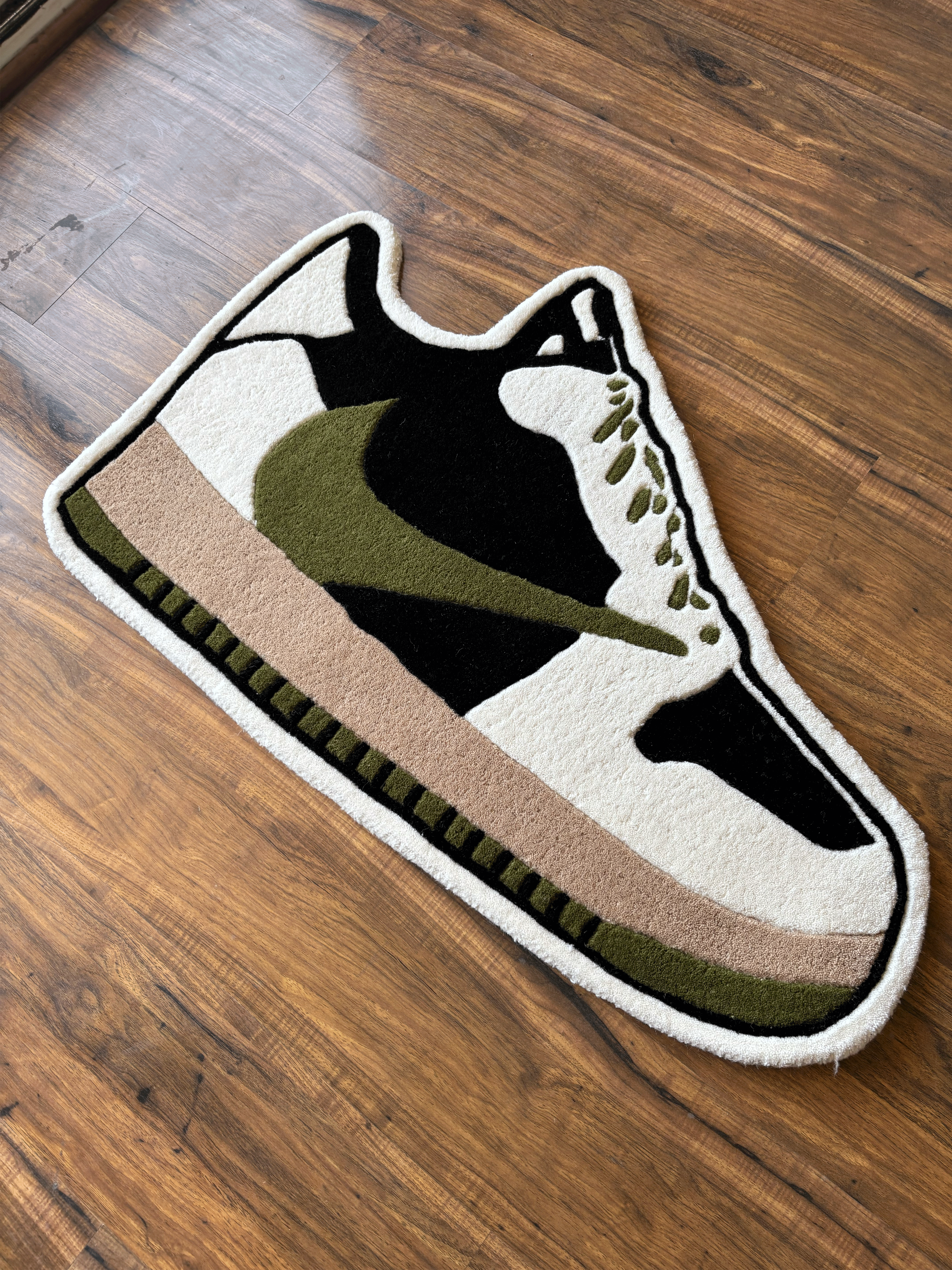 Olive Green Sneaker Hand Tufted Rug