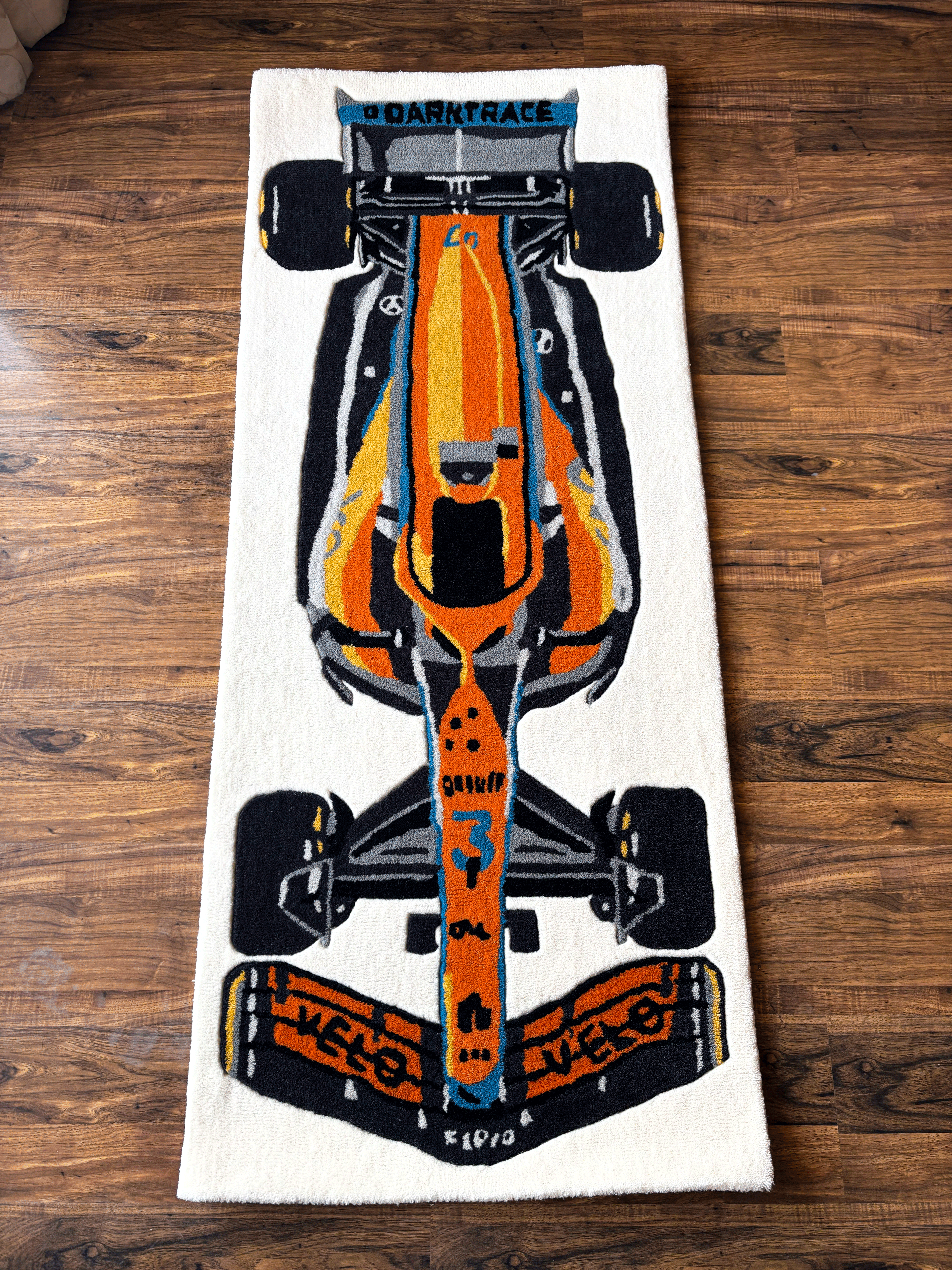 F1 McLaren inspired Racing Car hand tufted Rug