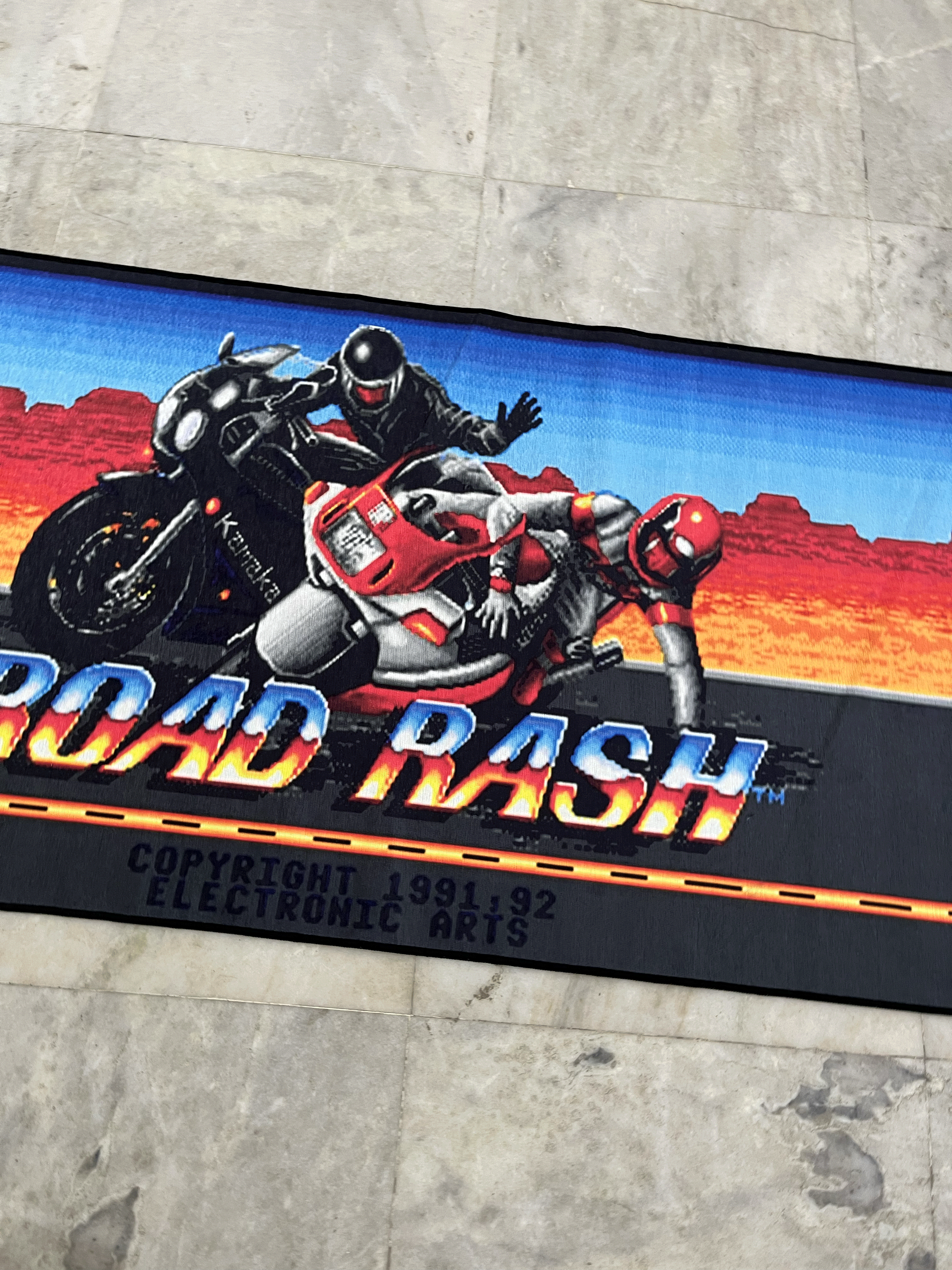 Road Rash Printed Washable Rug