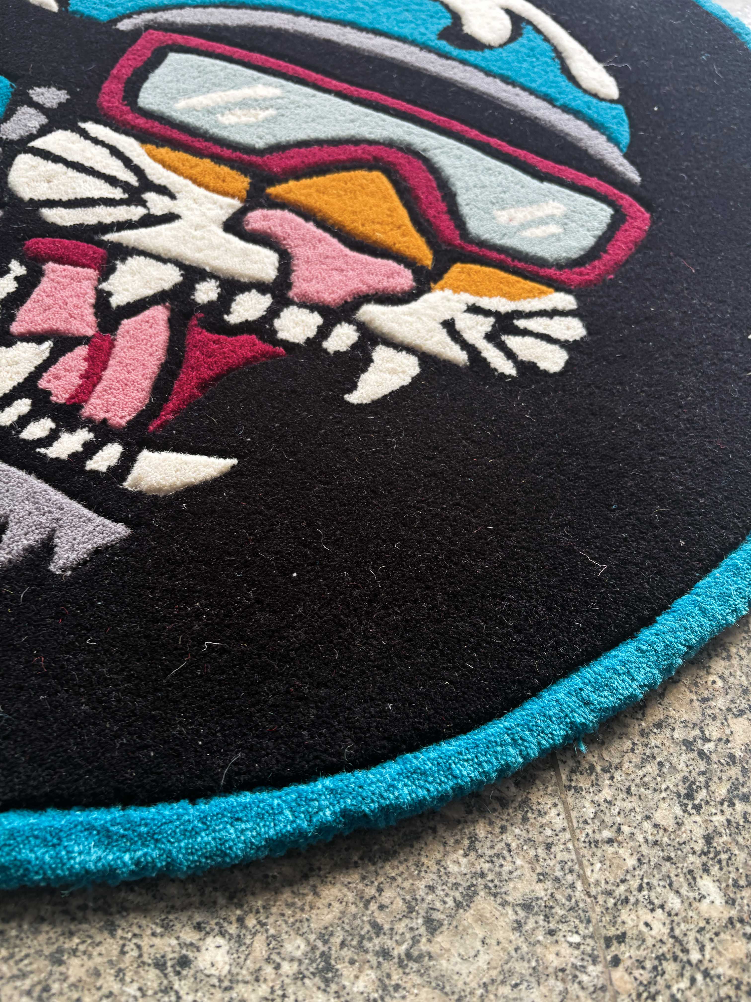 Cat biker Hand Tufted Rug