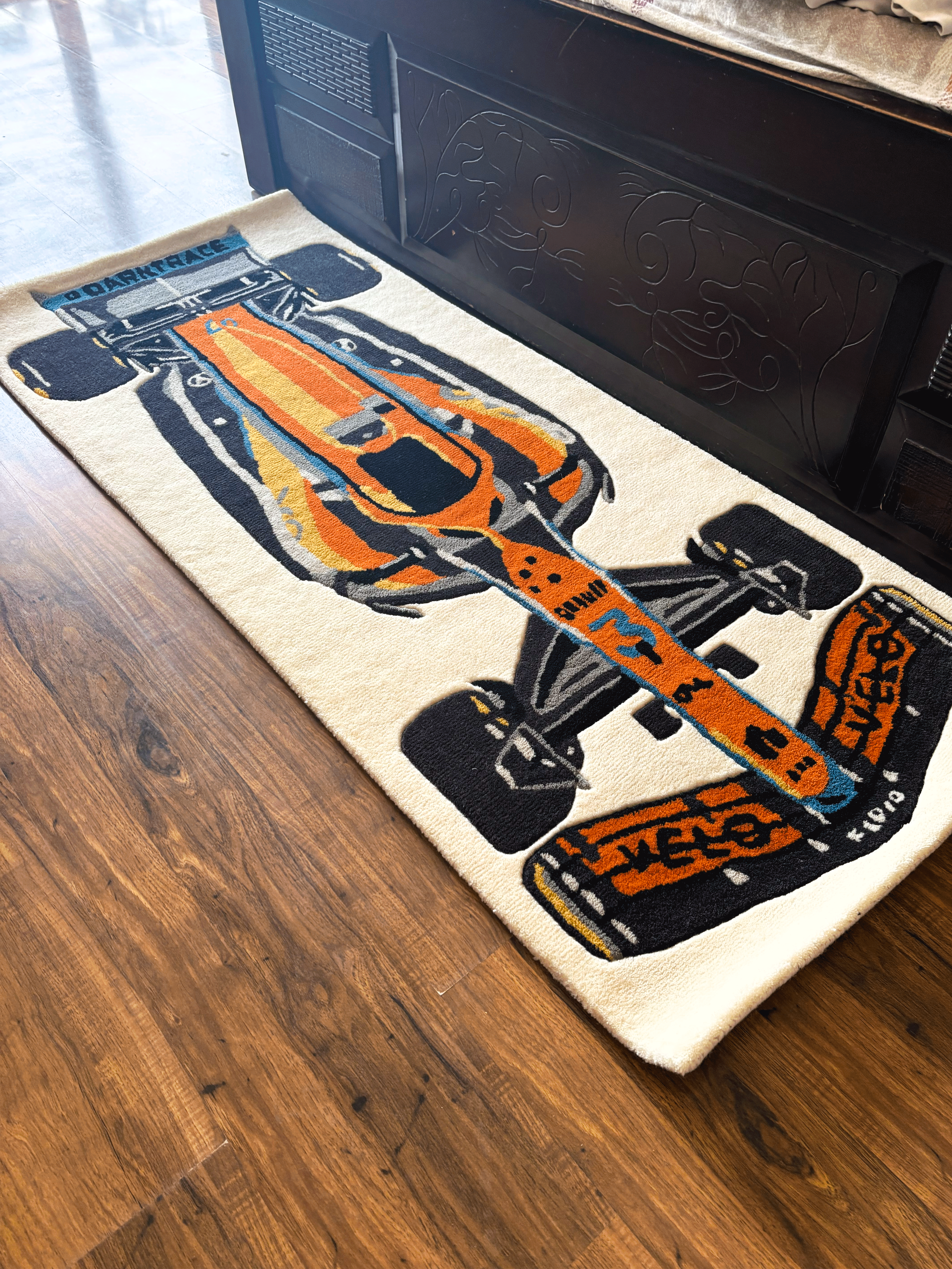 F1 McLaren inspired Racing Car hand tufted Rug