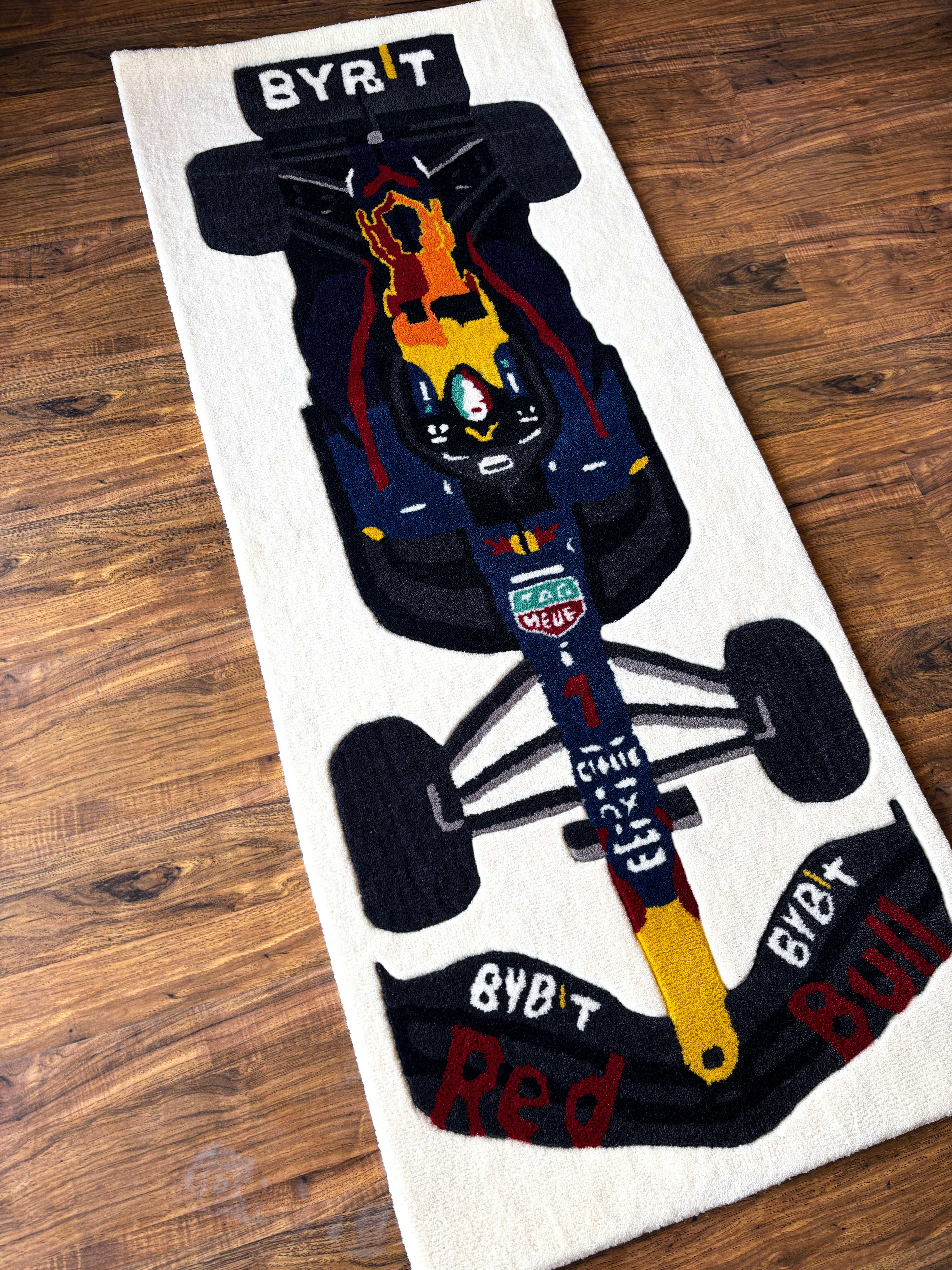 F1 Redbull inspired Racing Car hand tufted Rug