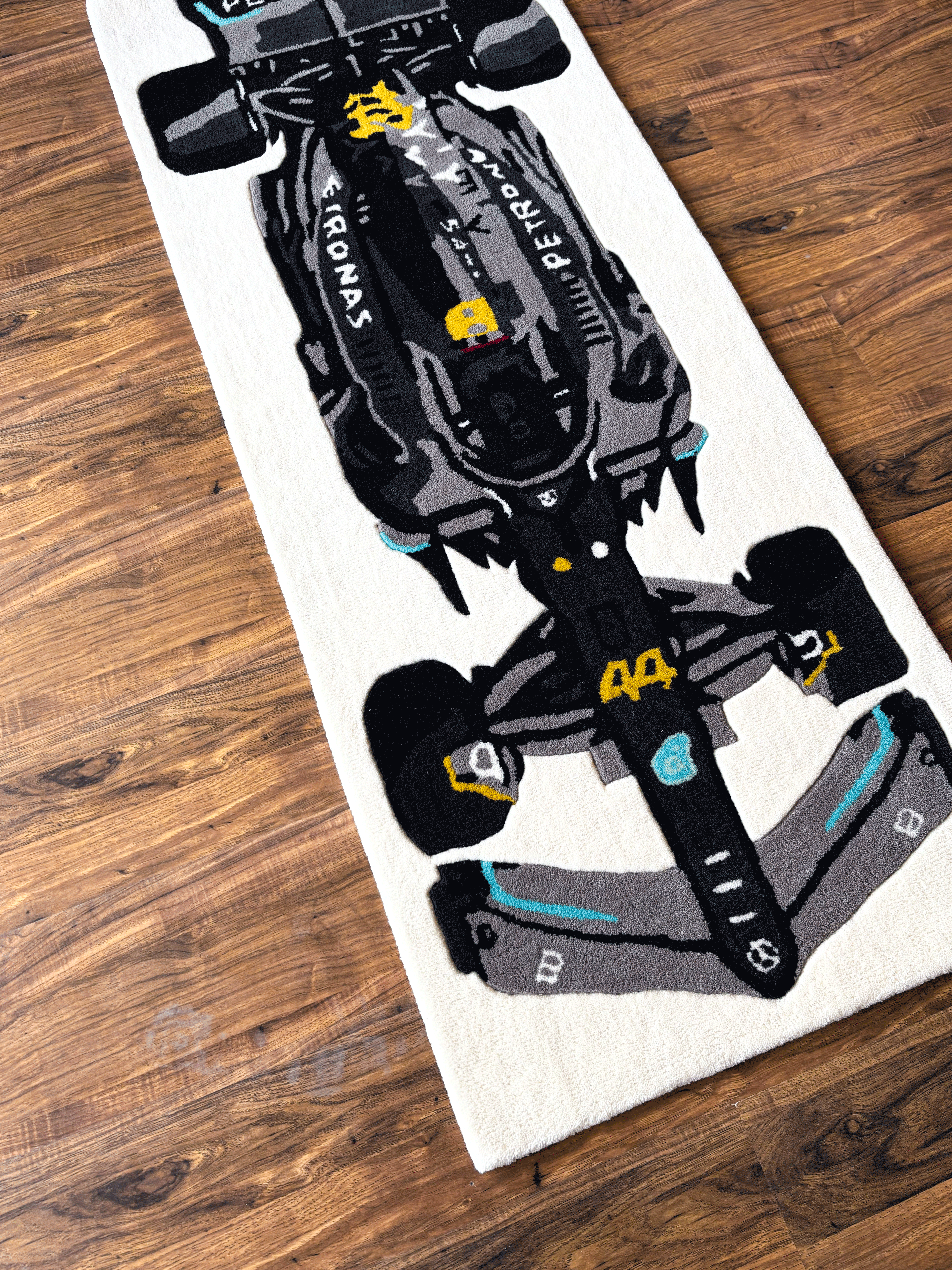 F1 Mercedes inspired Racing Car hand tufted Rug