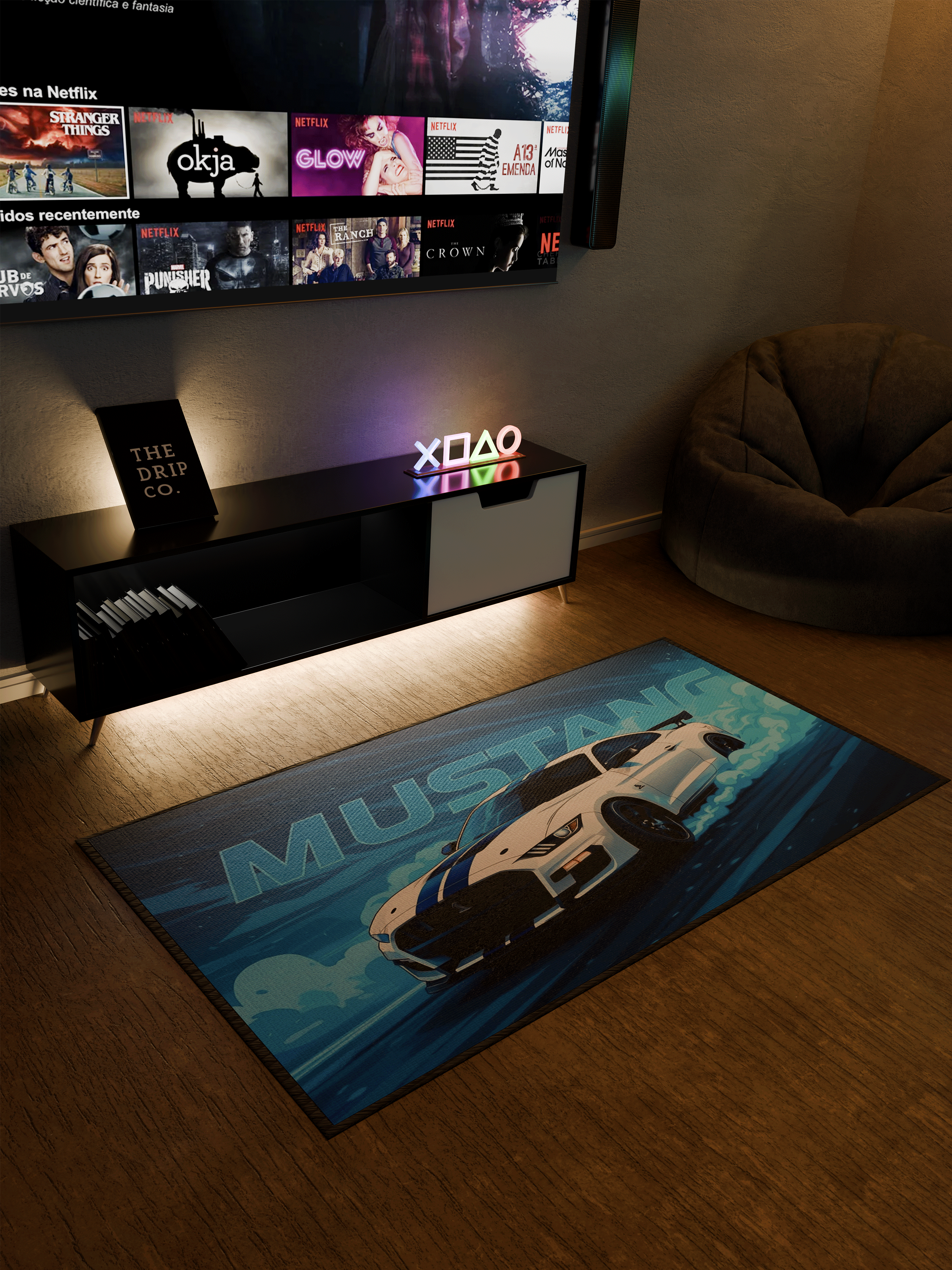 Mustang car Washable Rug