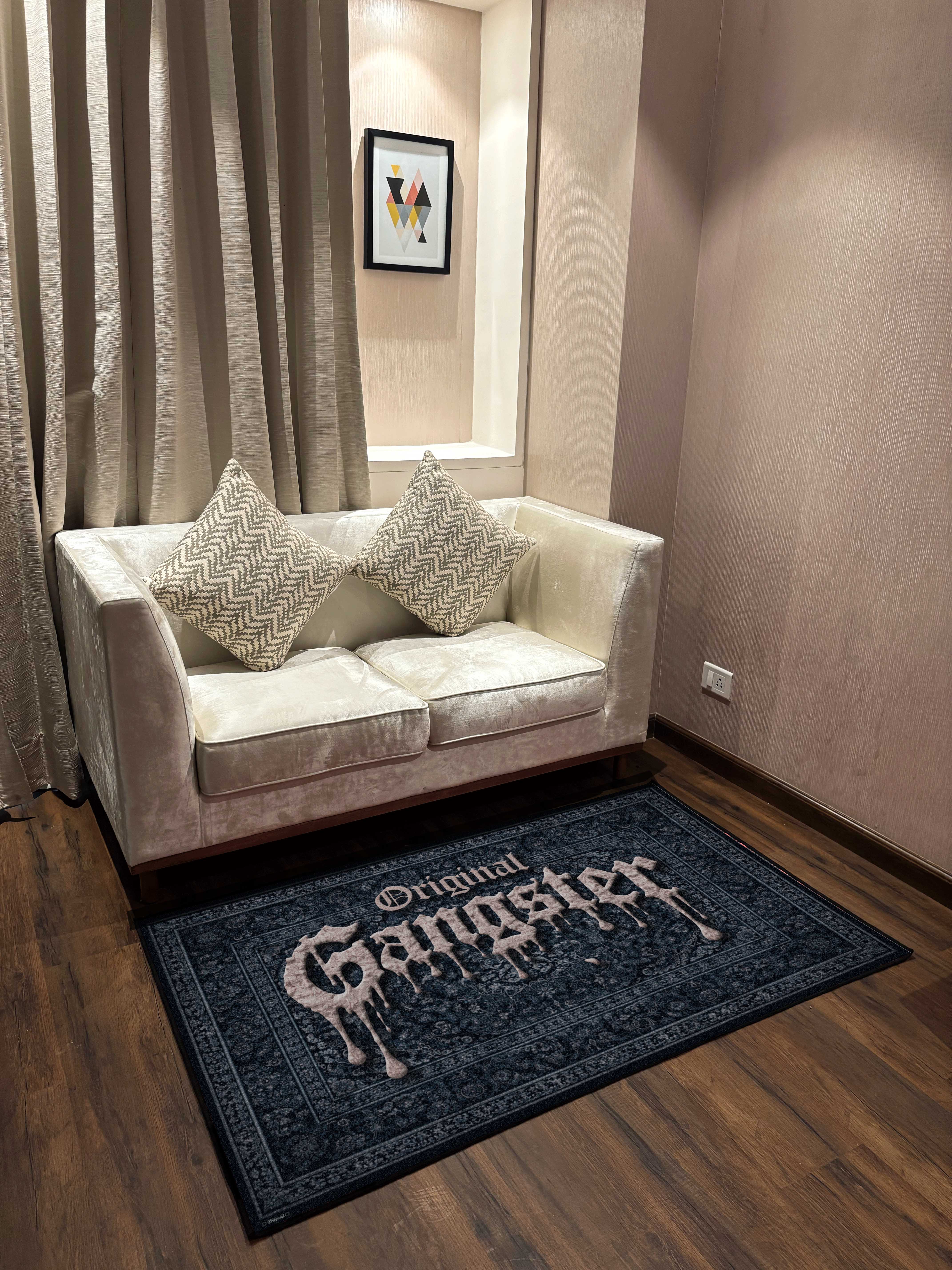 OG Gangster Blue traditional design Washable Rug