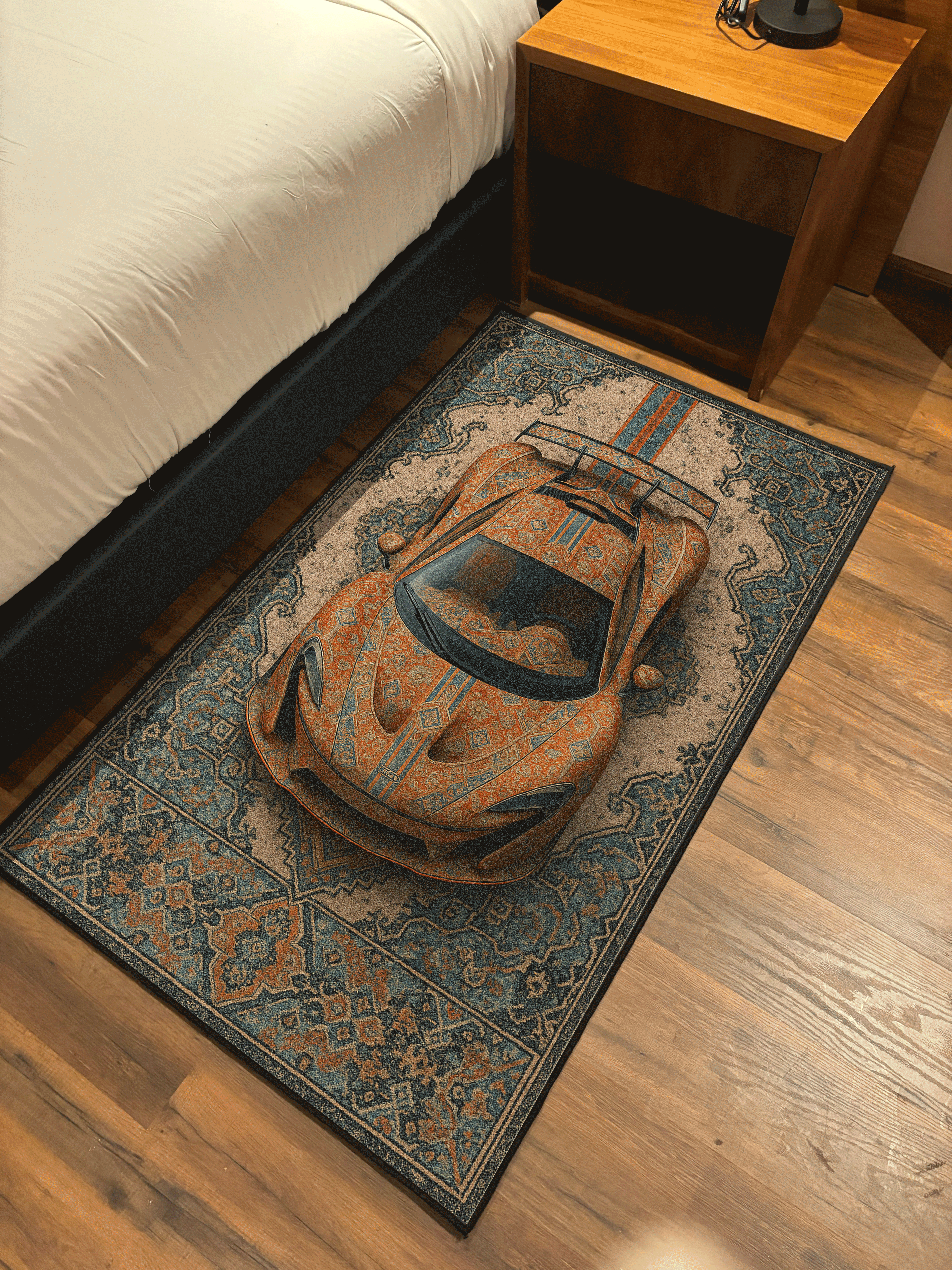 Racing car traditional design Washable Rug