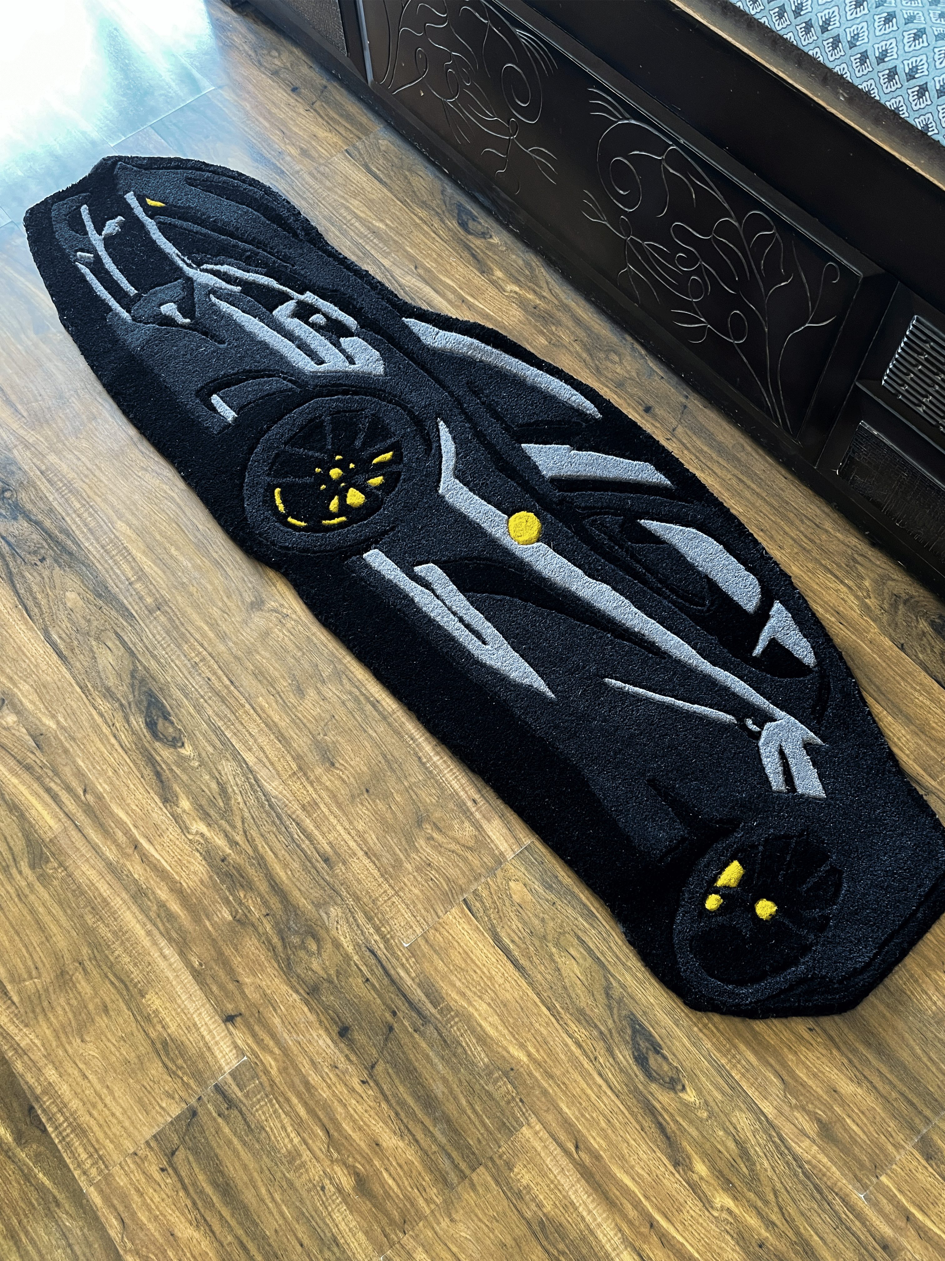 Black super Car Hand Tufted Rug