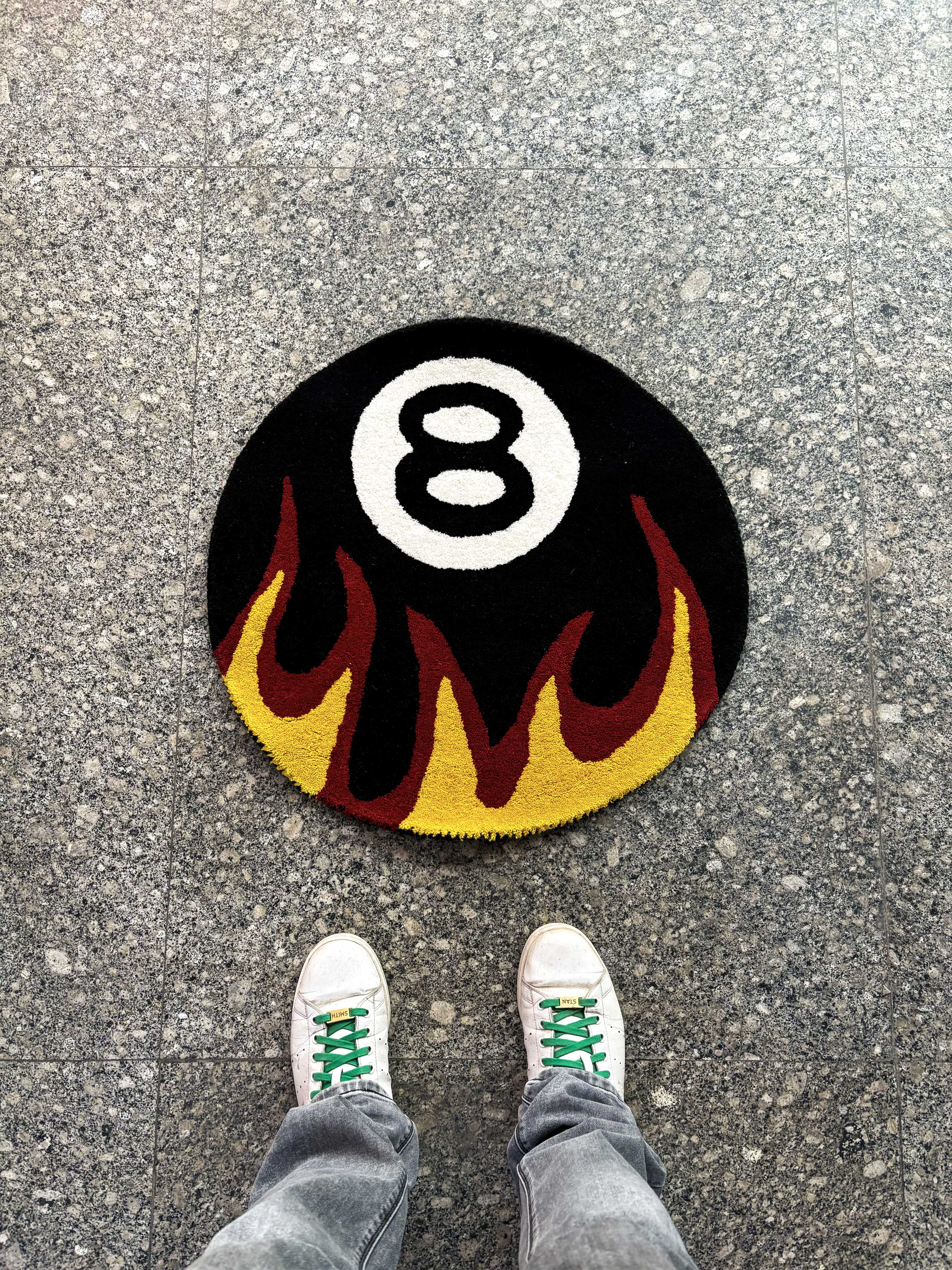 8 Ball Fire Tufted Rug