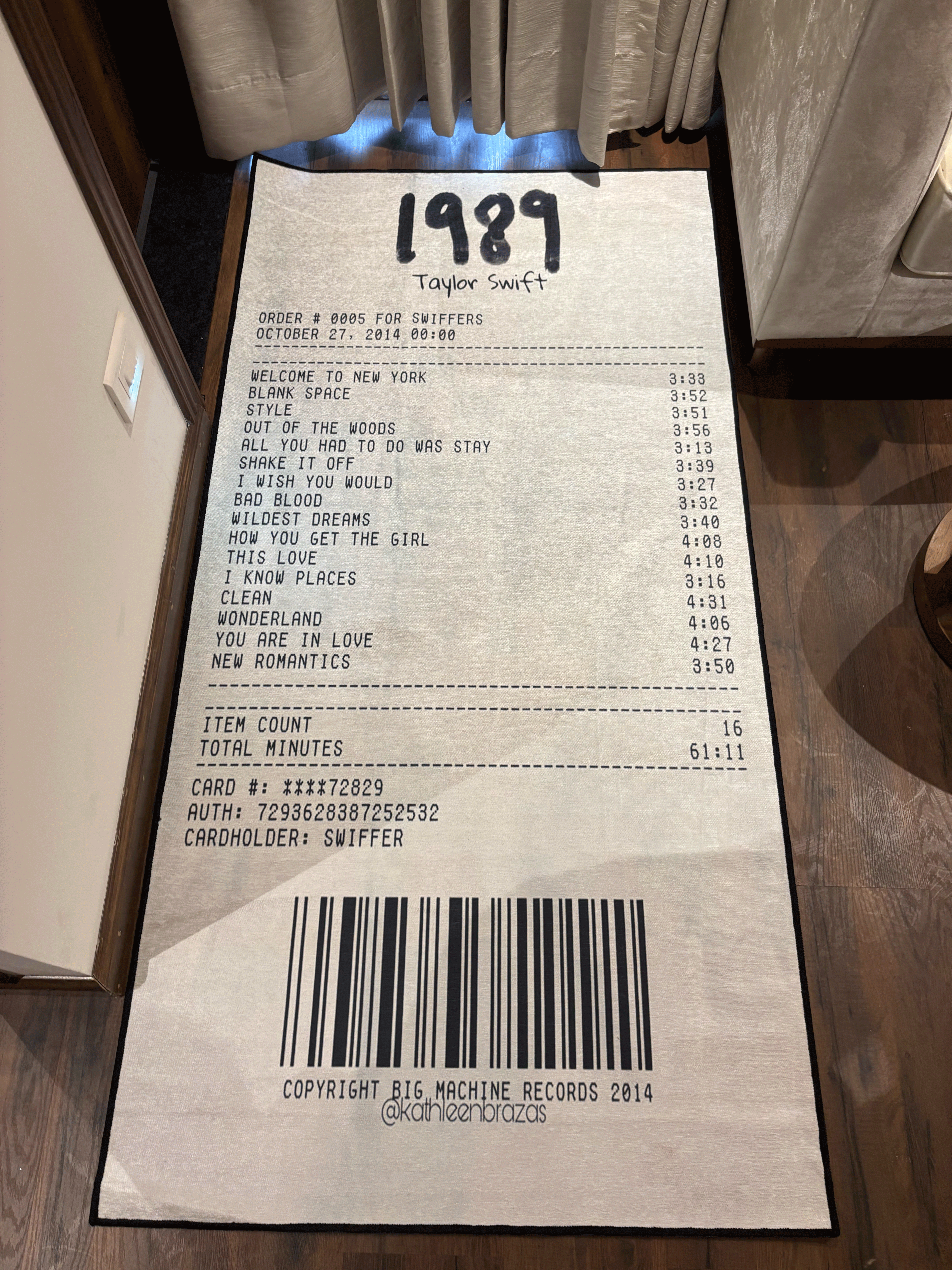 swift music album Washable Rug