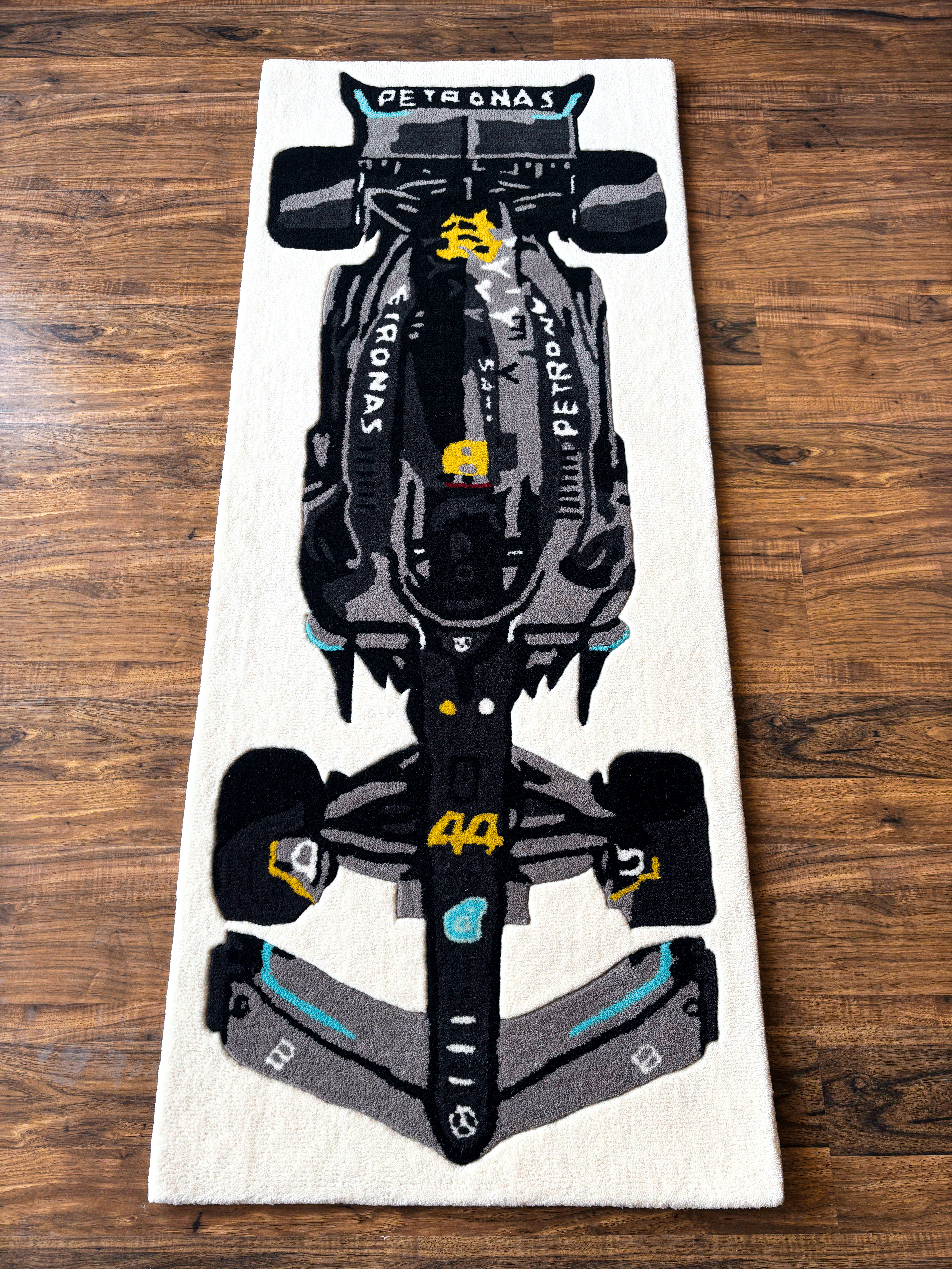 F1 Mercedes inspired Racing Car hand tufted Rug