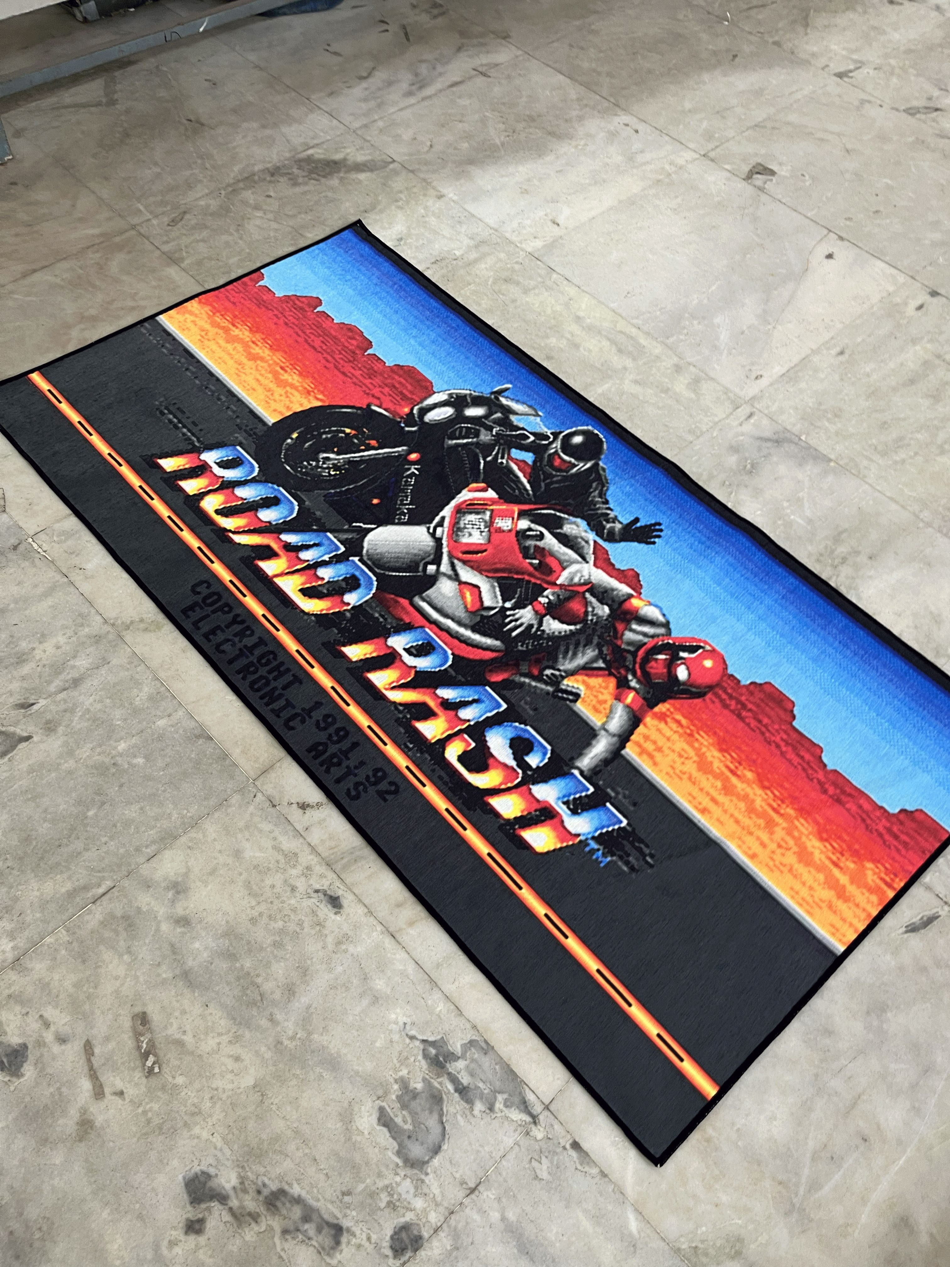 Road Rash Printed Washable Rug