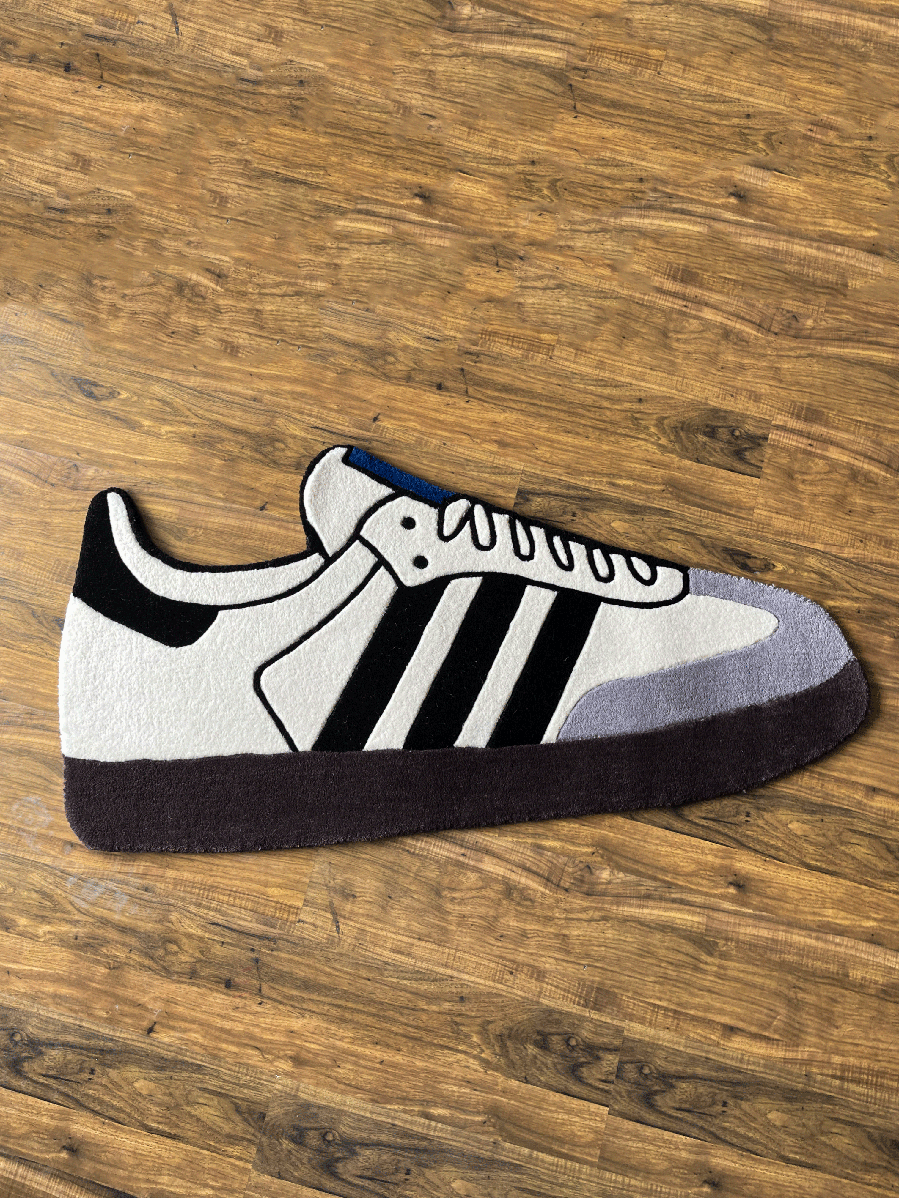 White Stripe Custom Shoe Rug