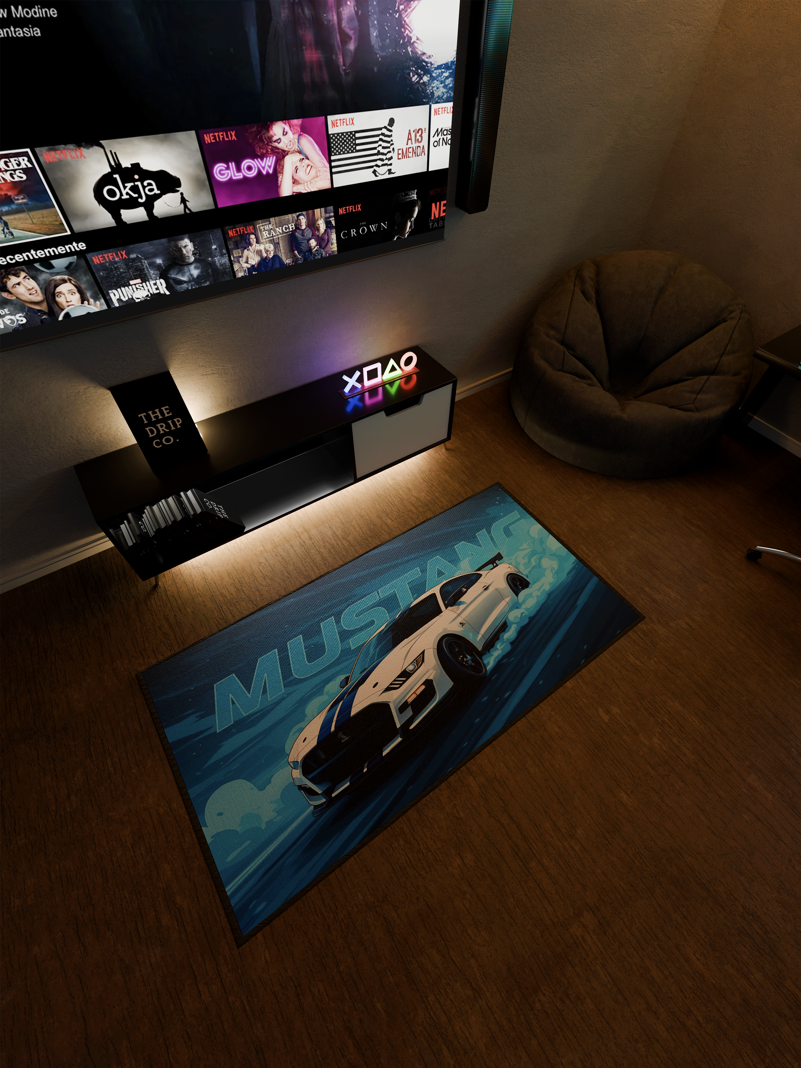 Mustang car Washable Rug