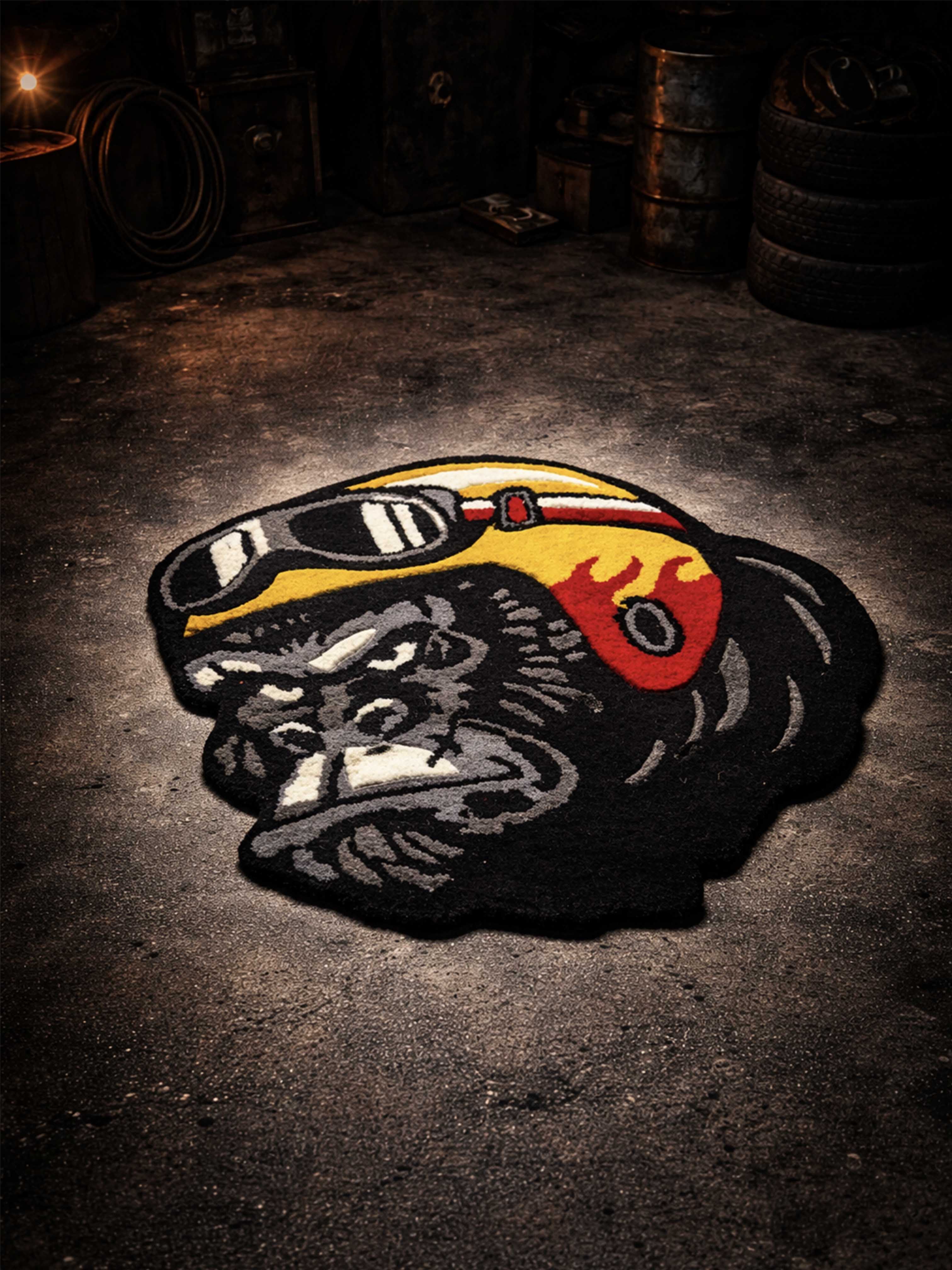 Chimpanzee biker Hand Tufted Rug