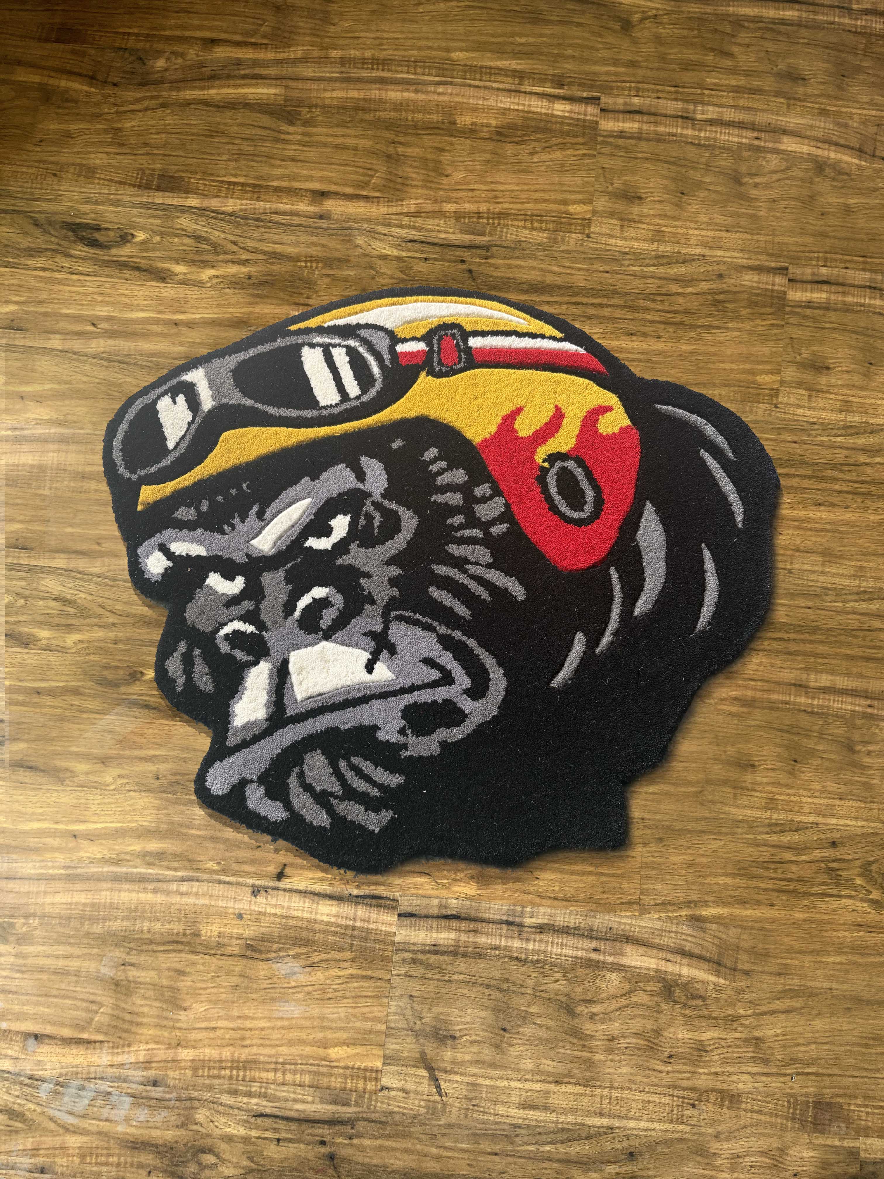 Chimpanzee biker Hand Tufted Rug