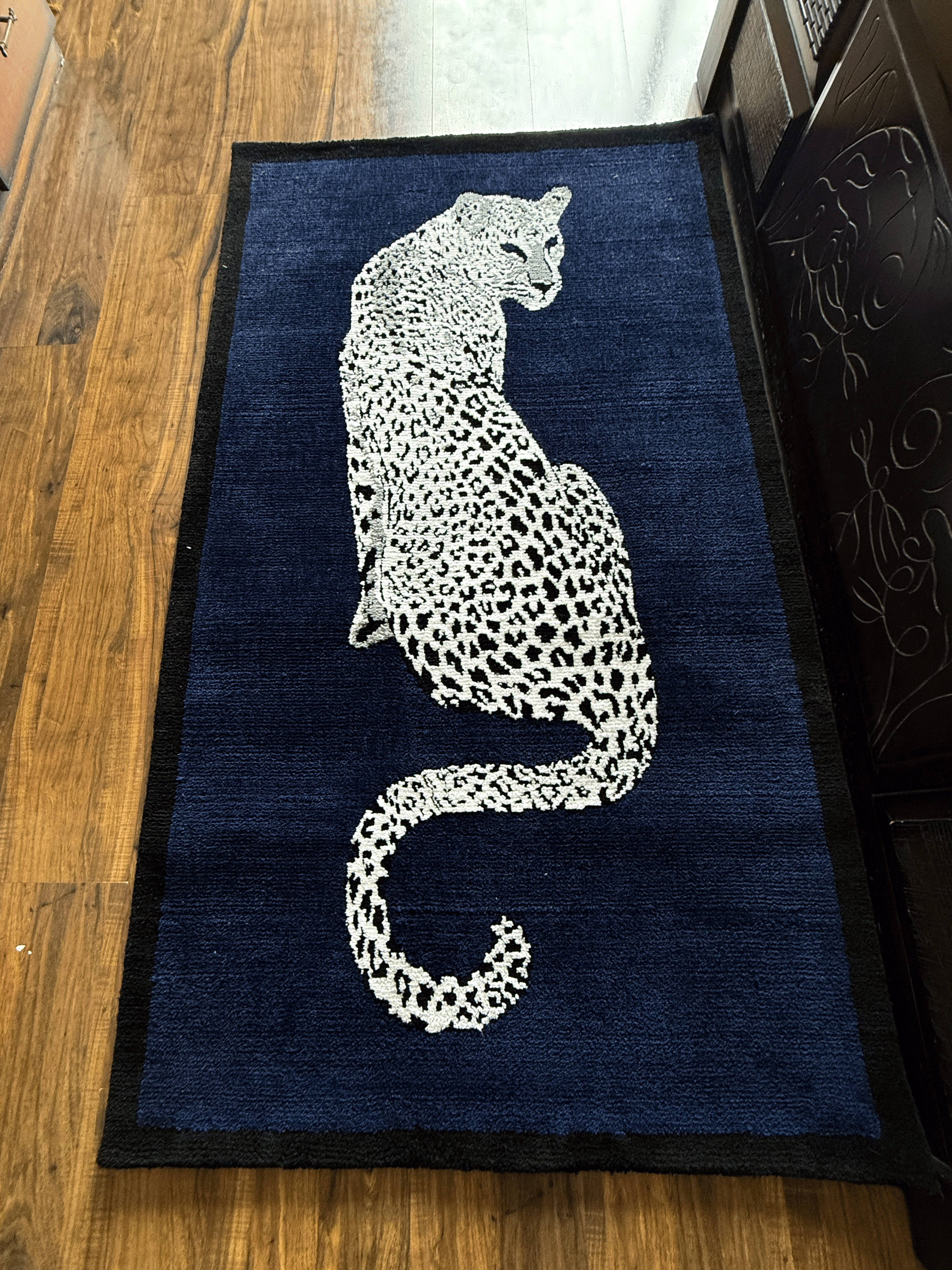 Royal White cheetah Machine Made Rug