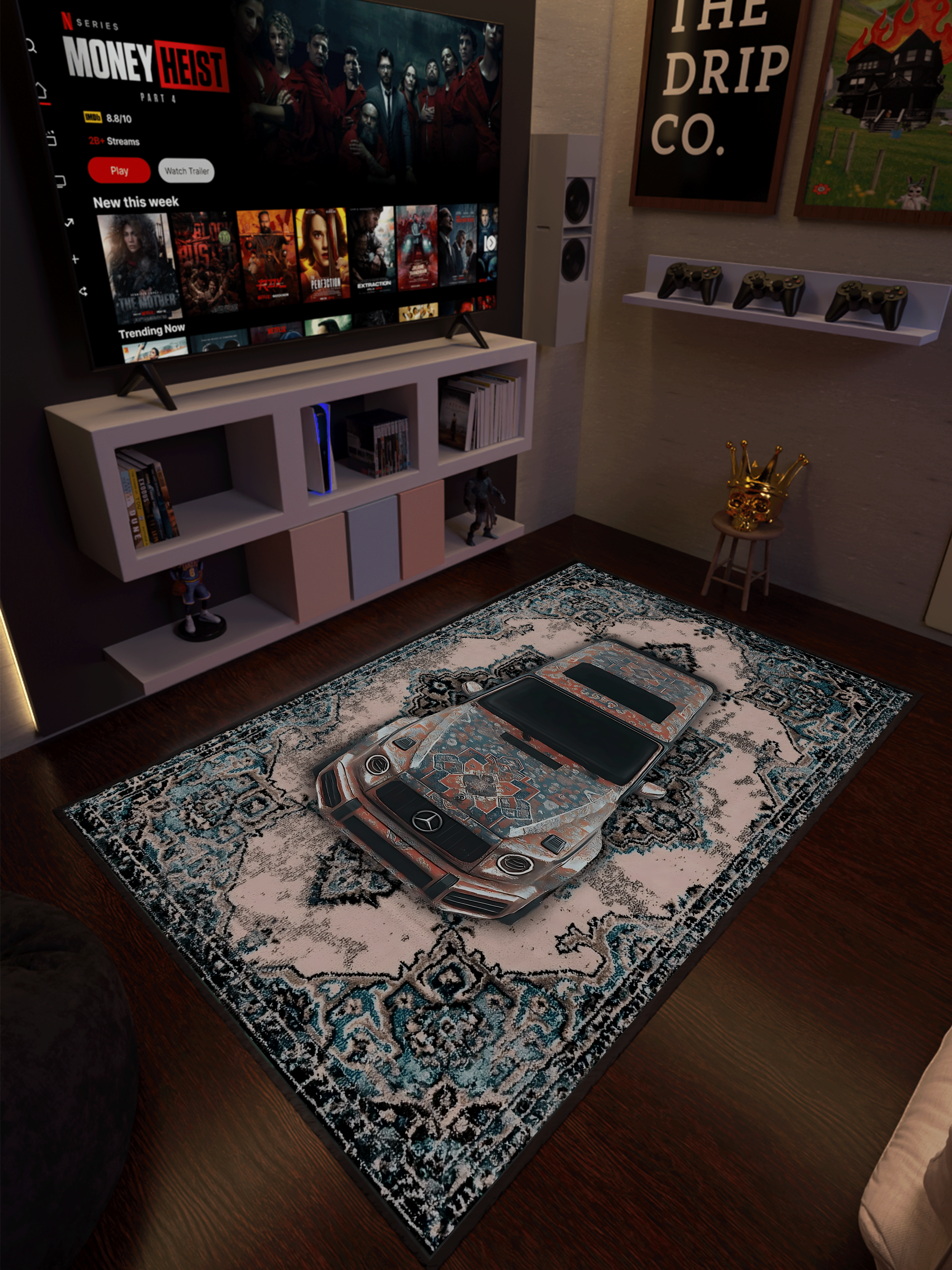 SUV car traditional design Washable Rug