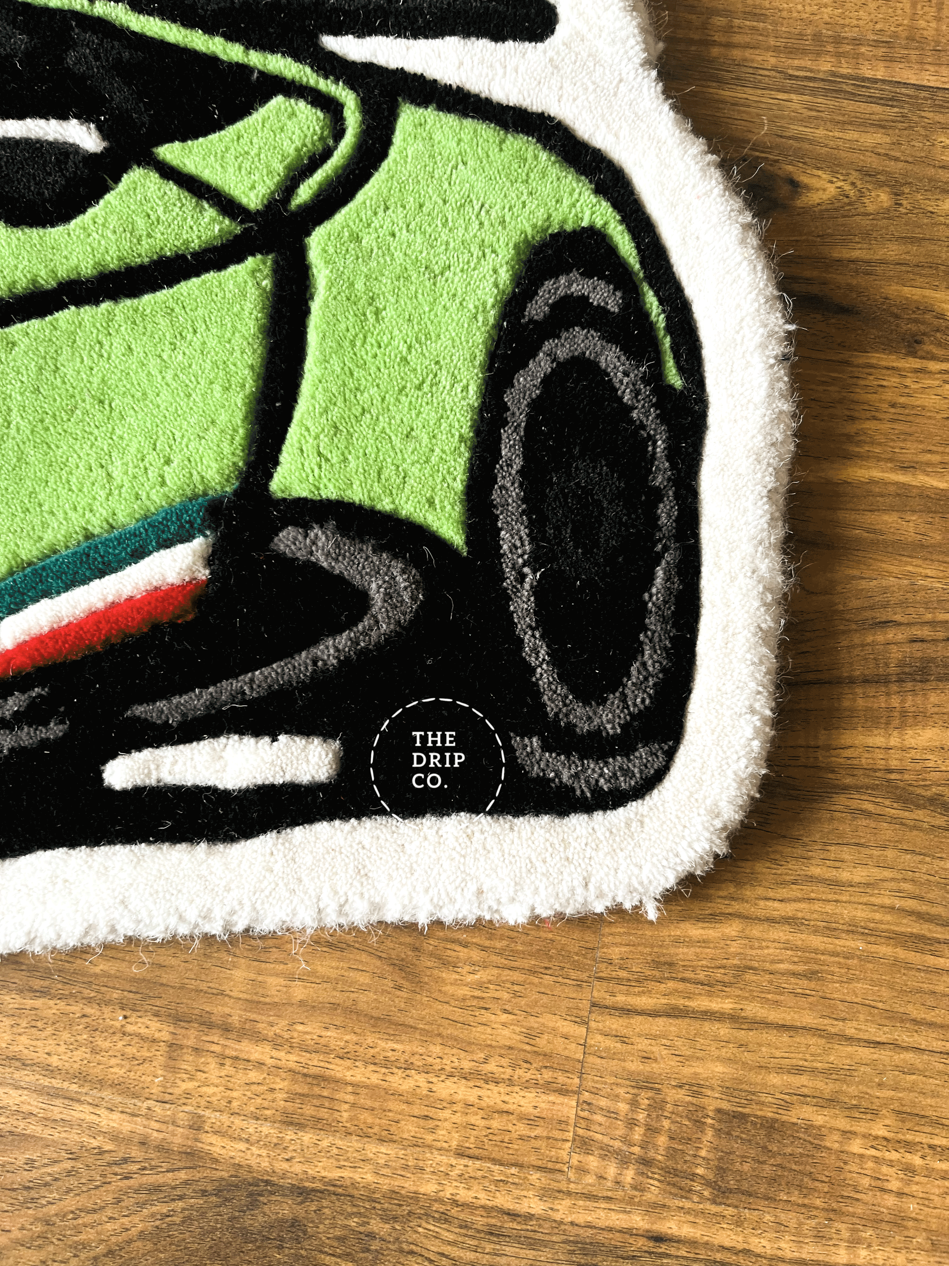 Green Sports Car Hand Tufted Rug