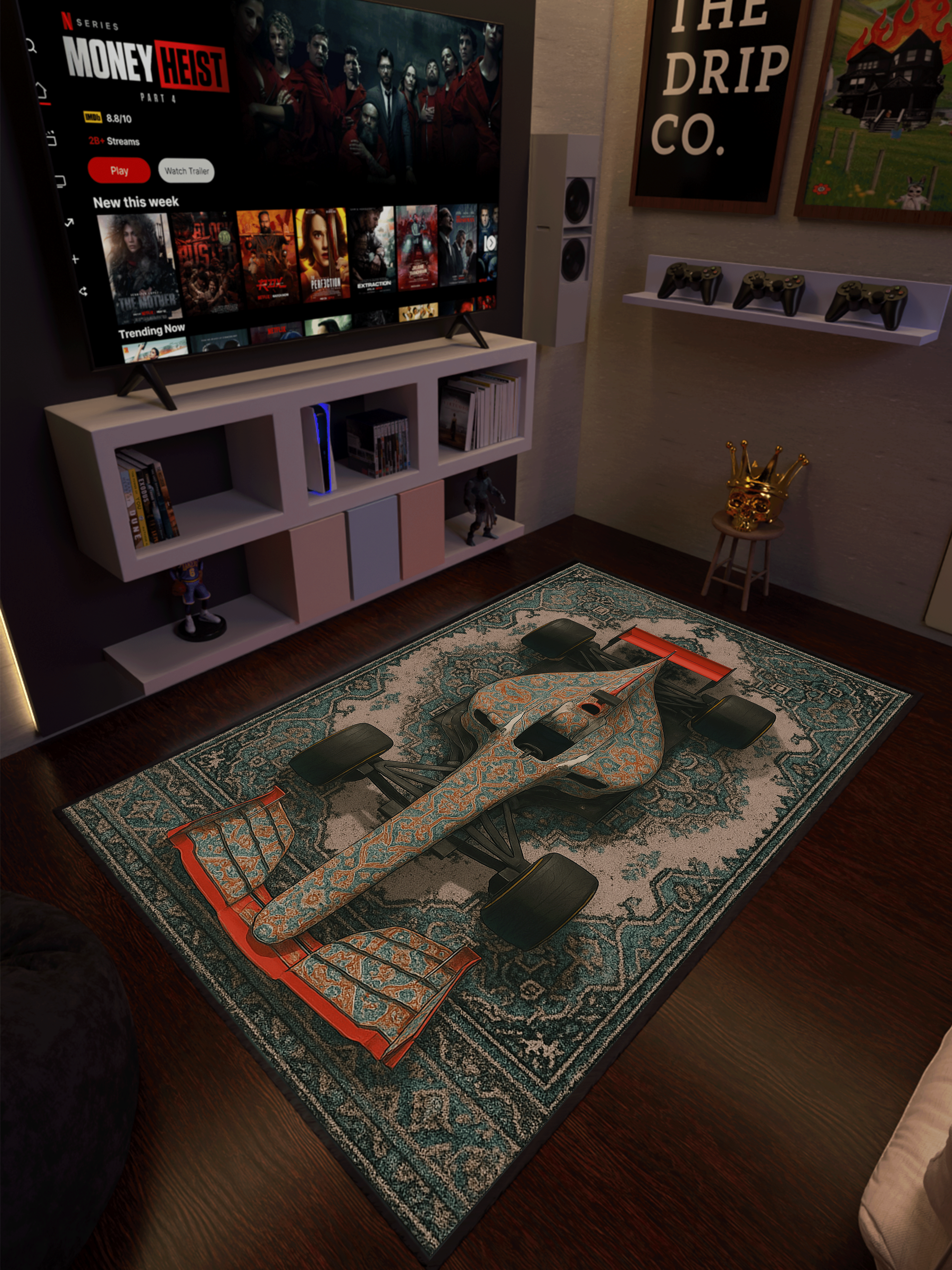 Formula 1 inspired car traditional design Washable Rug