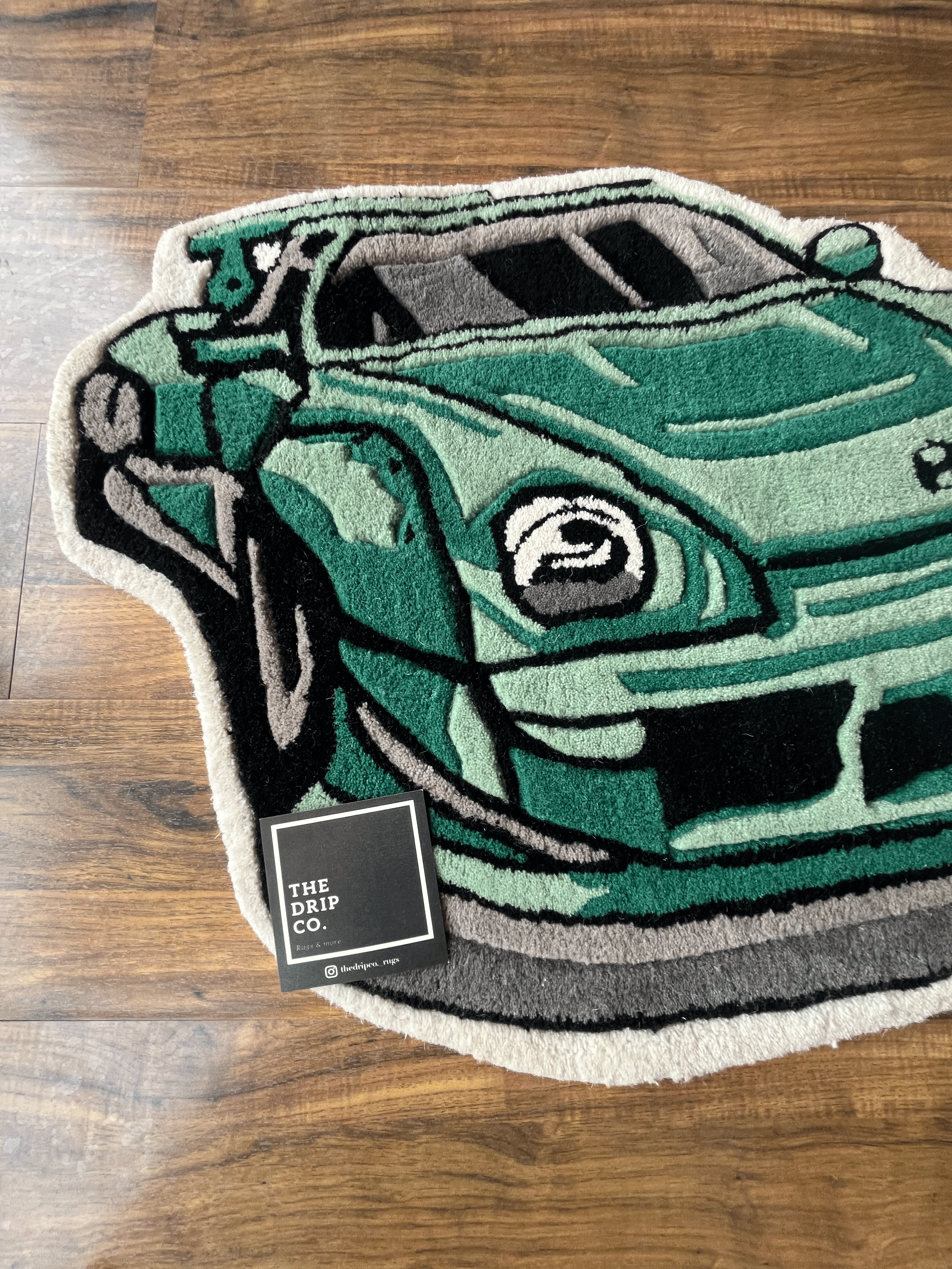 Green Sports Car Rug