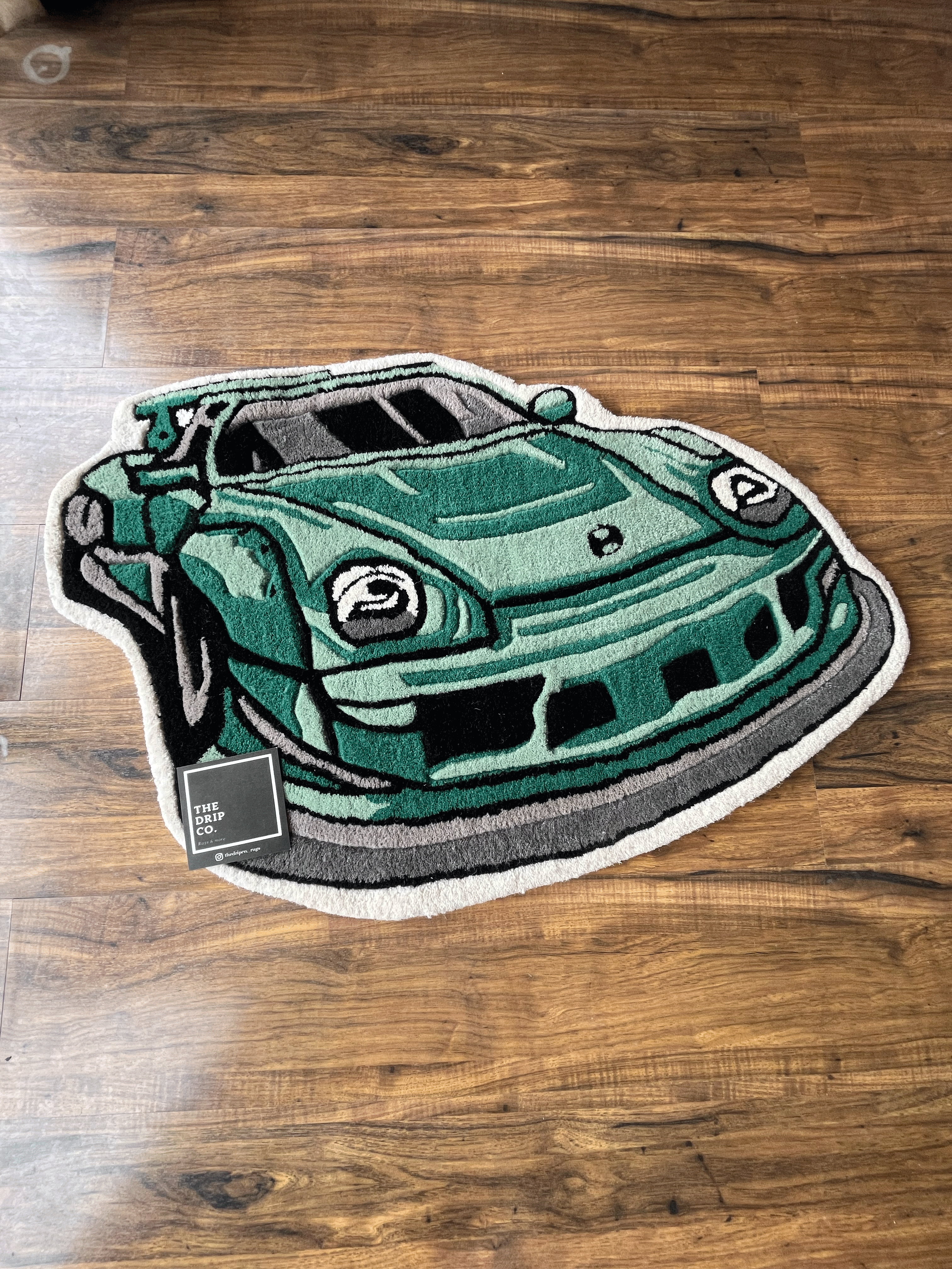 Green Sports Car Rug