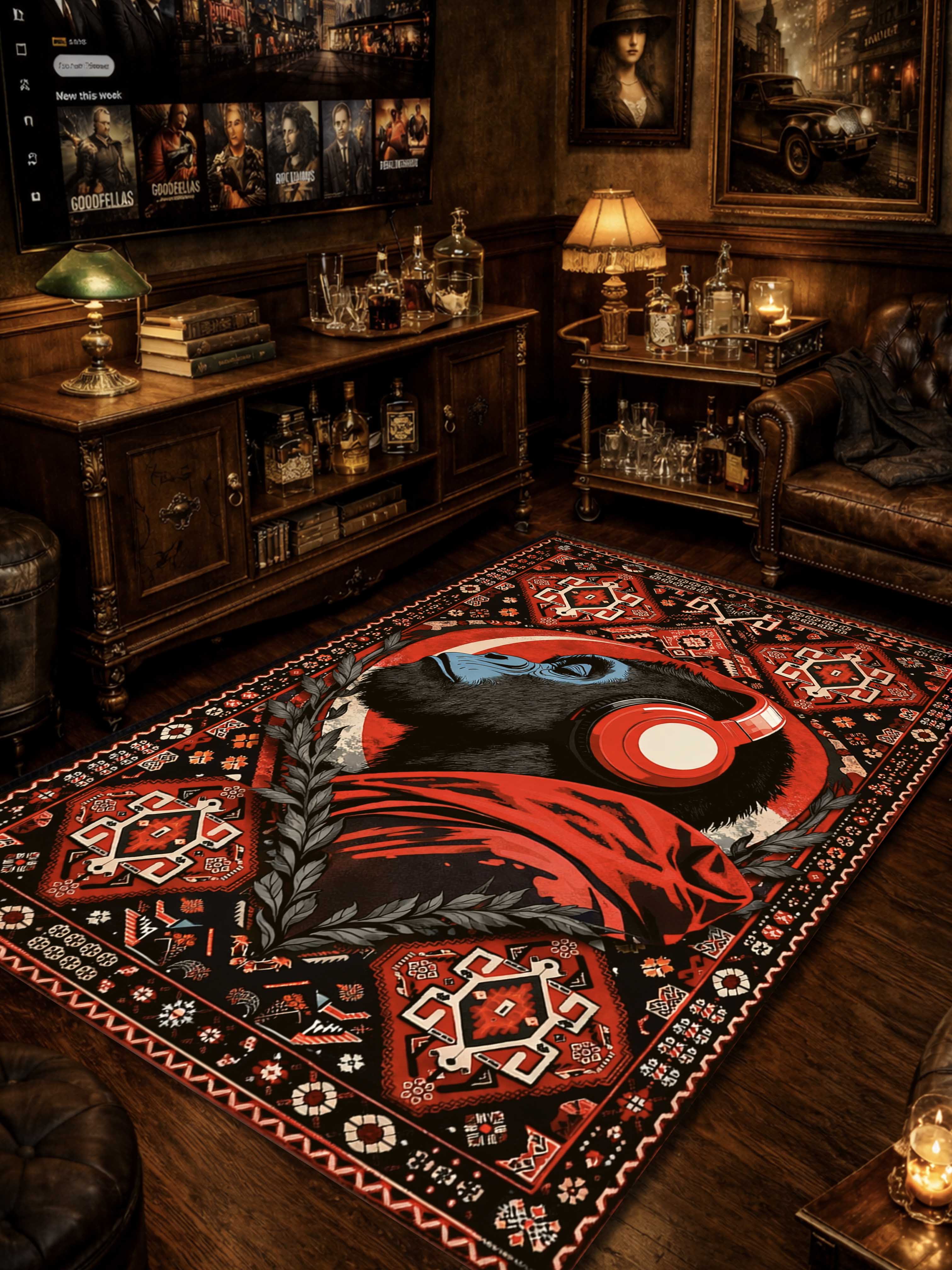Red chimpanzee Traditional Washable Rug