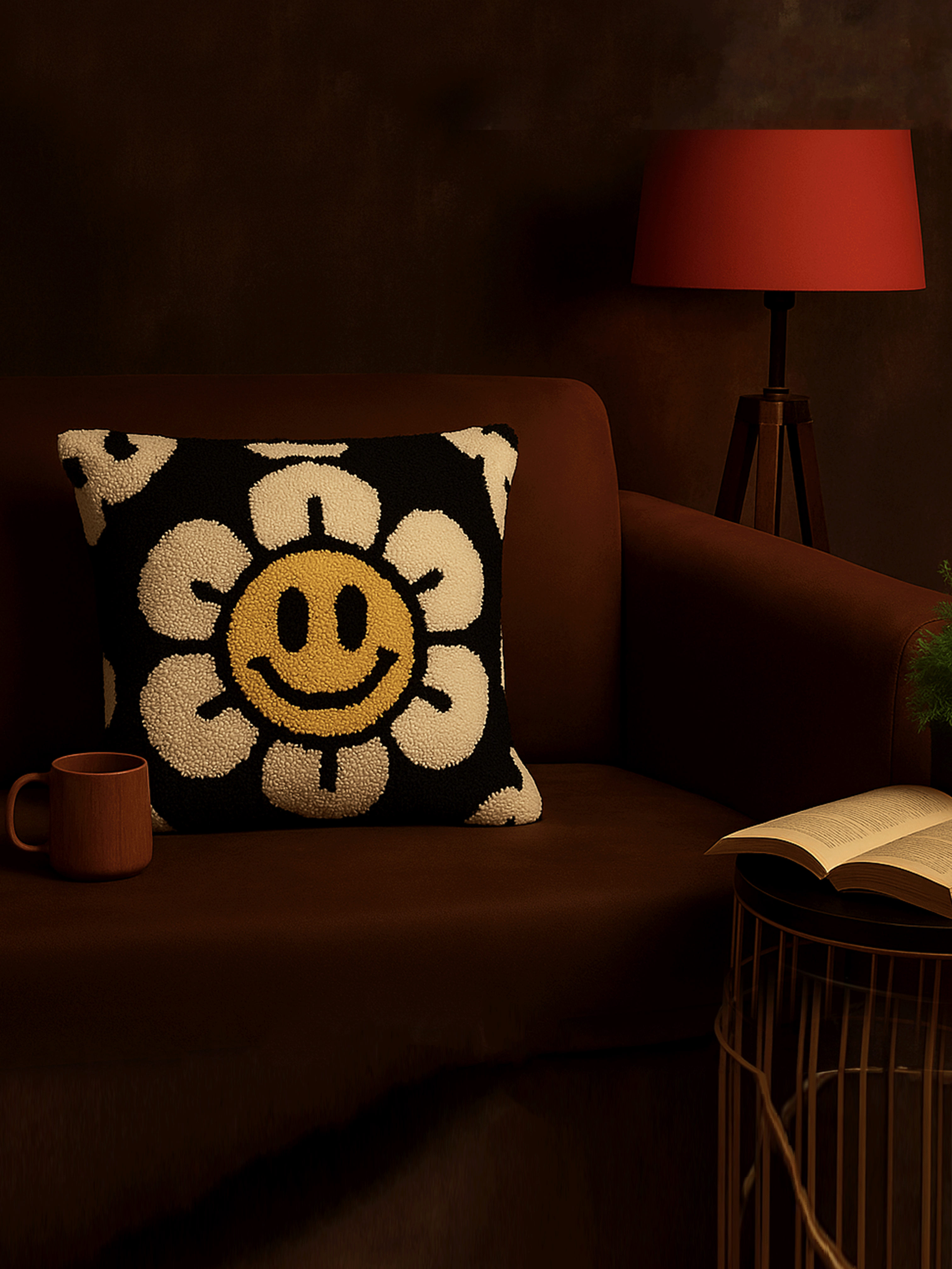 Black flower Cushion cover