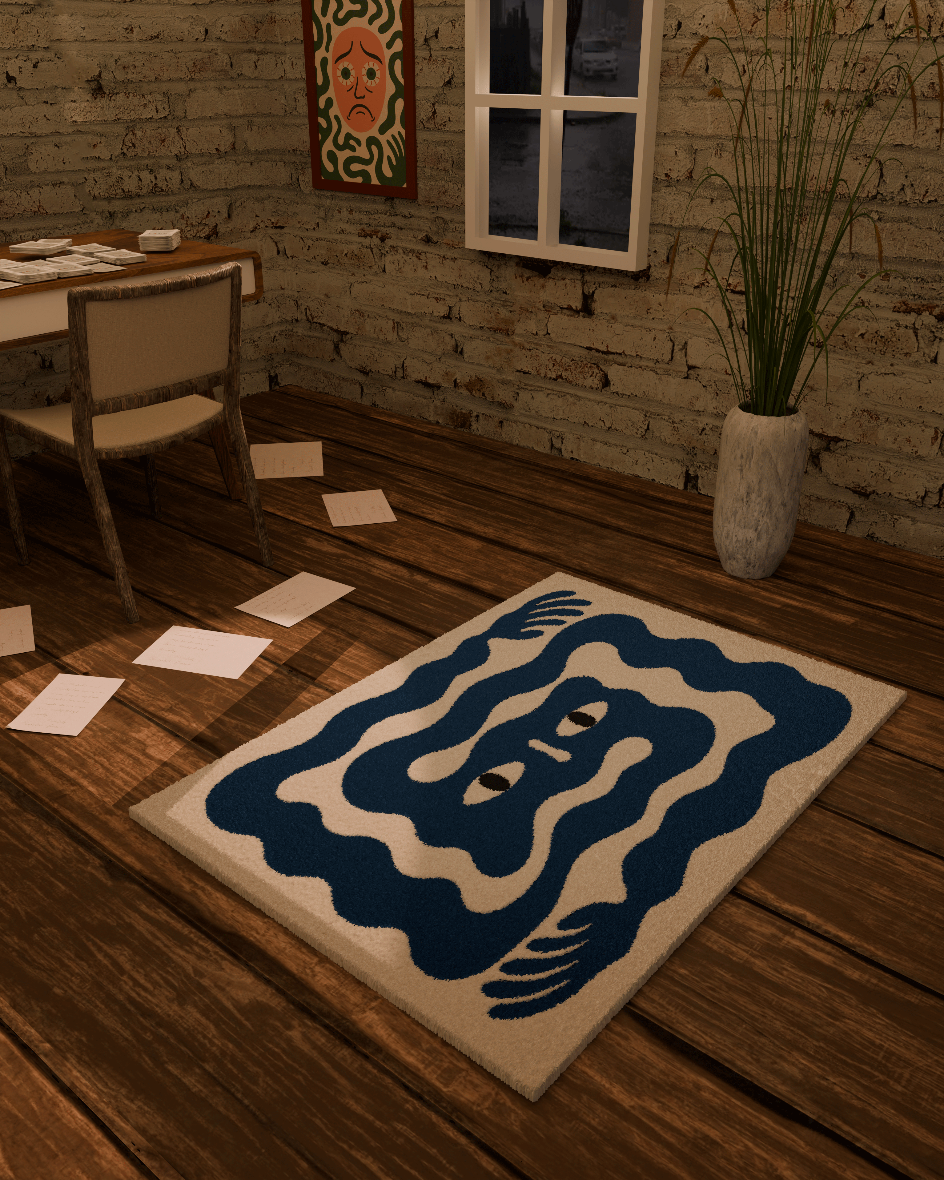 Anxiety hands emotion Tufted Rug