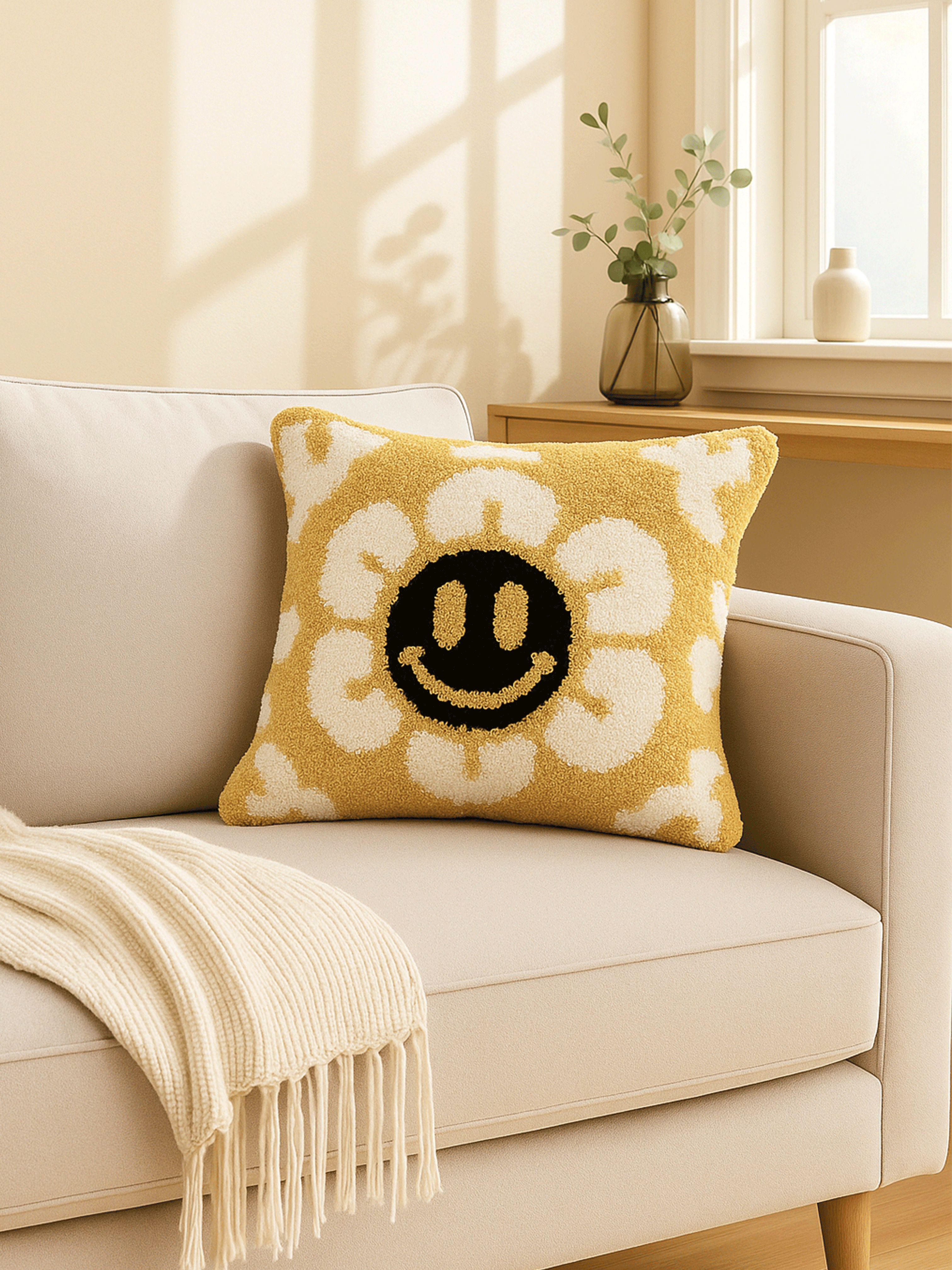Yellow Flower cushion cover
