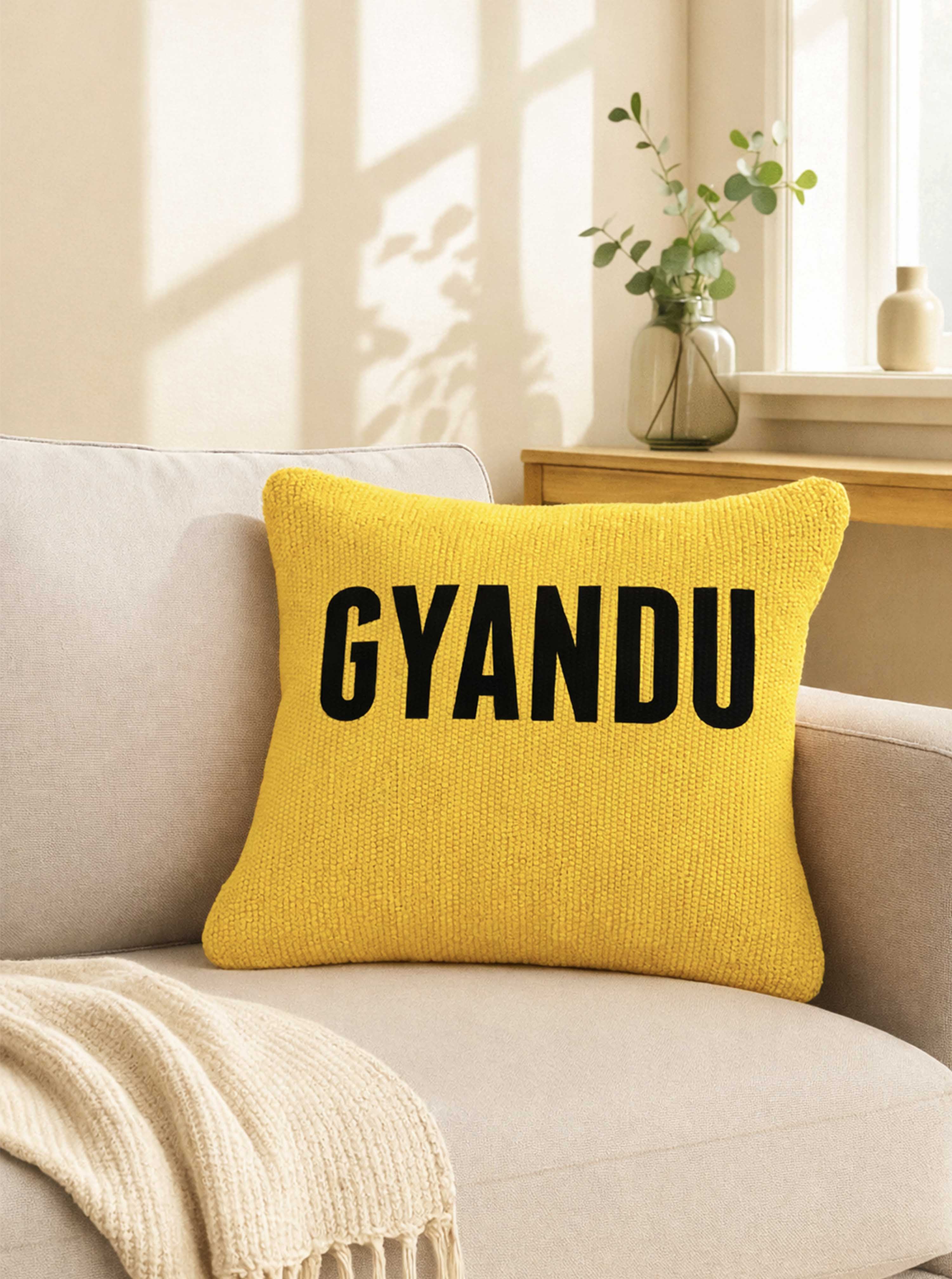 Gyandu Yellow cushion cover