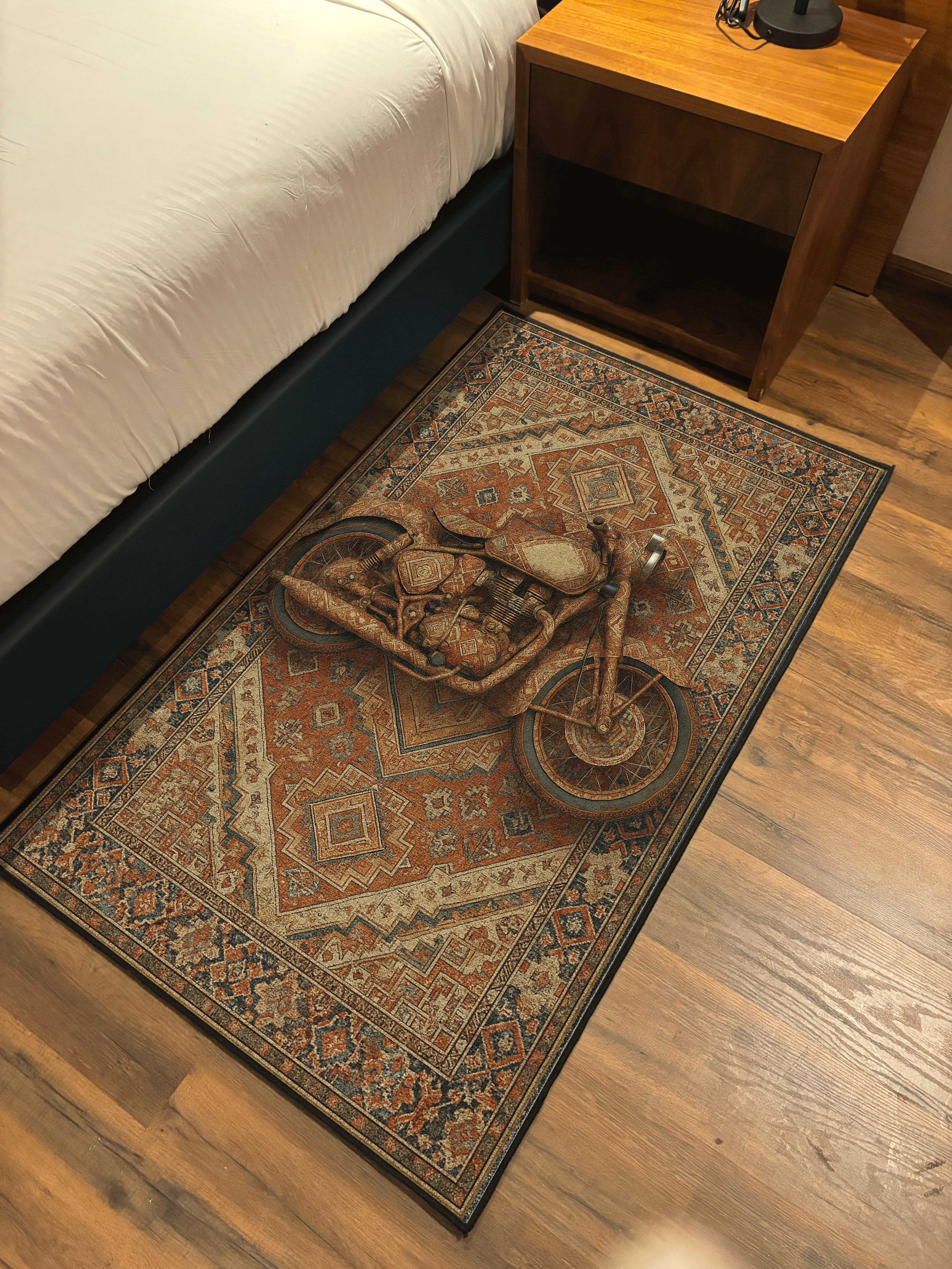 Bike traditional design Washable Rug