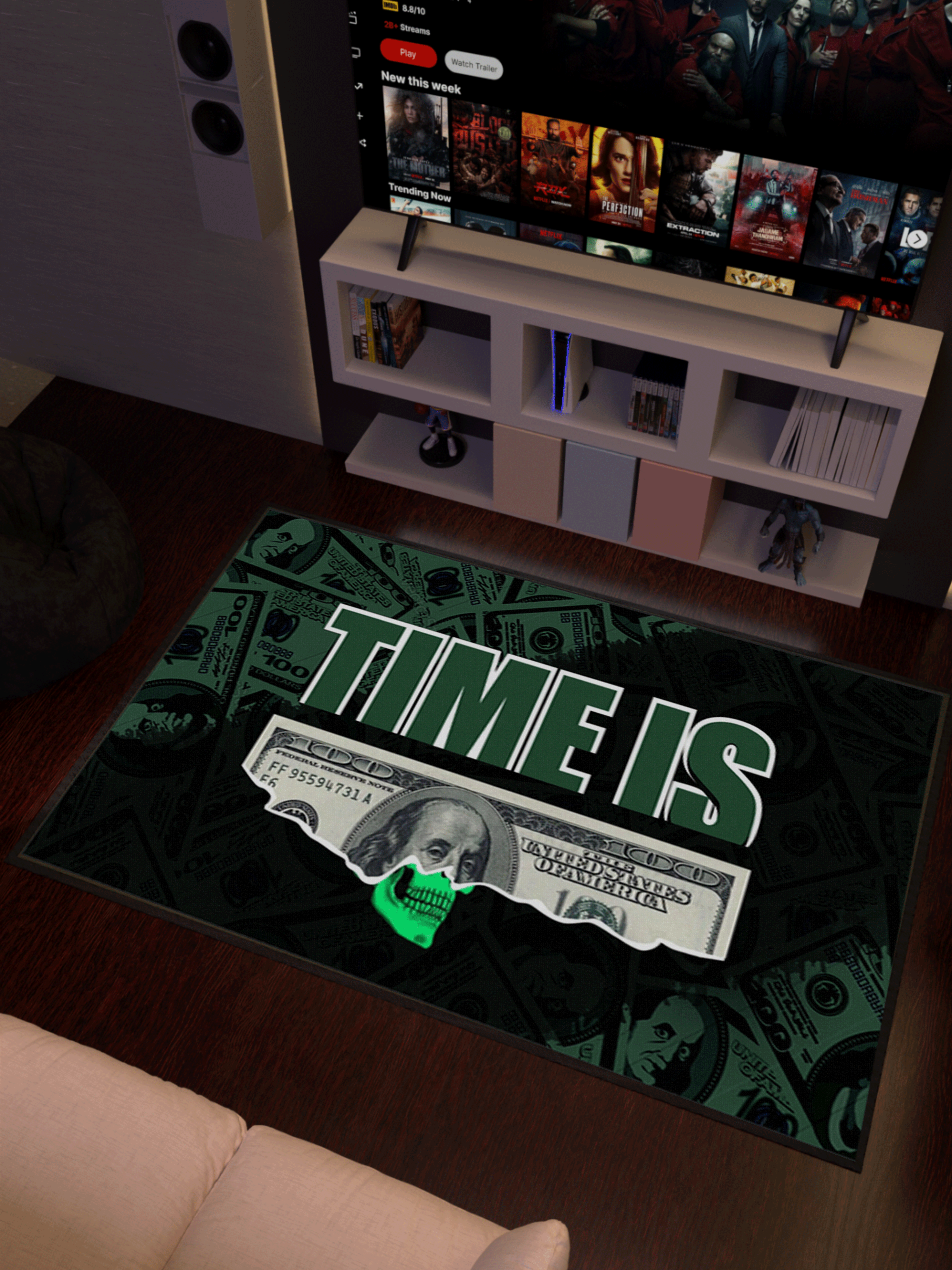 Time Is Money Washable Rug