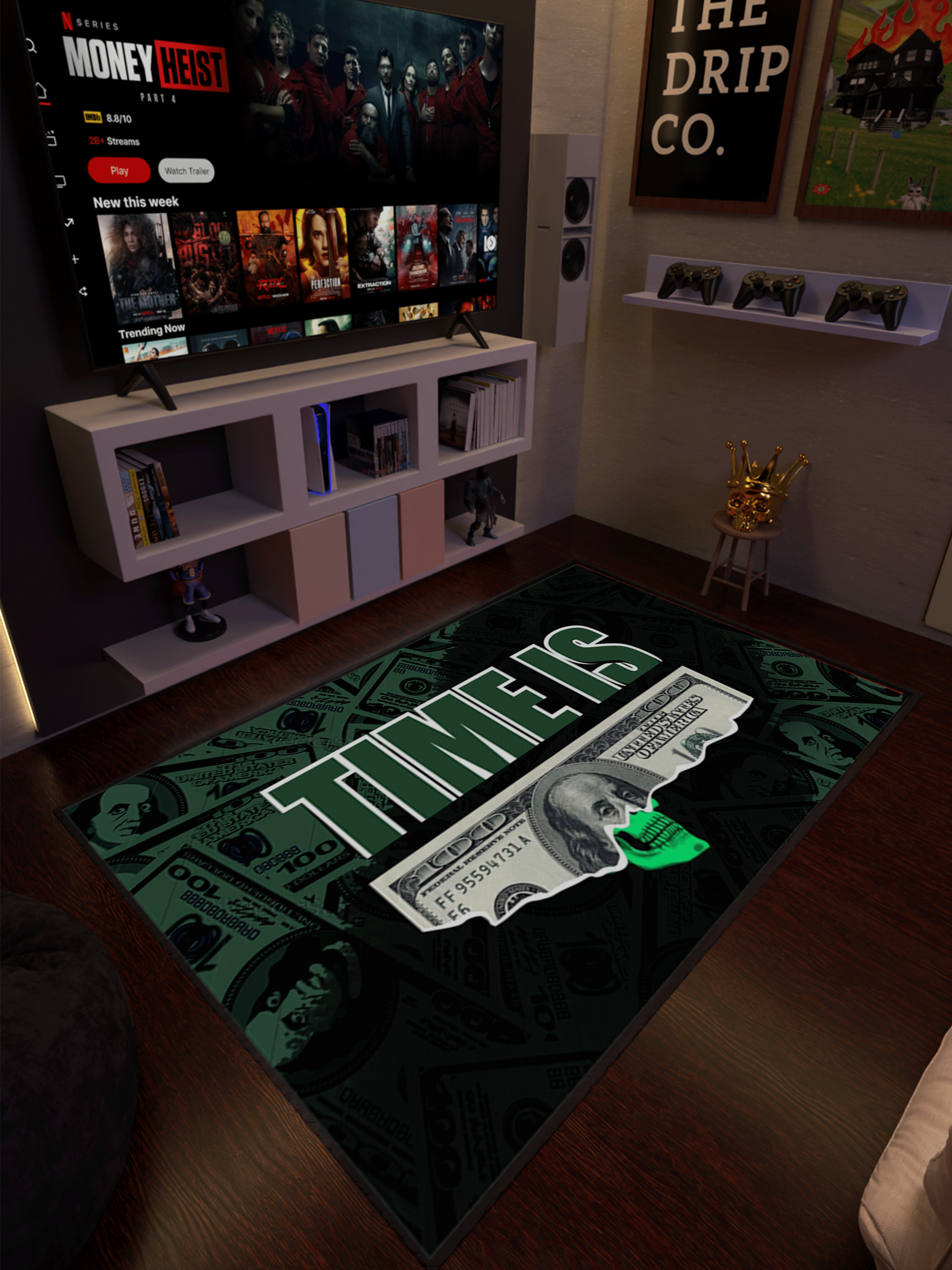 Time Is Money Washable Rug