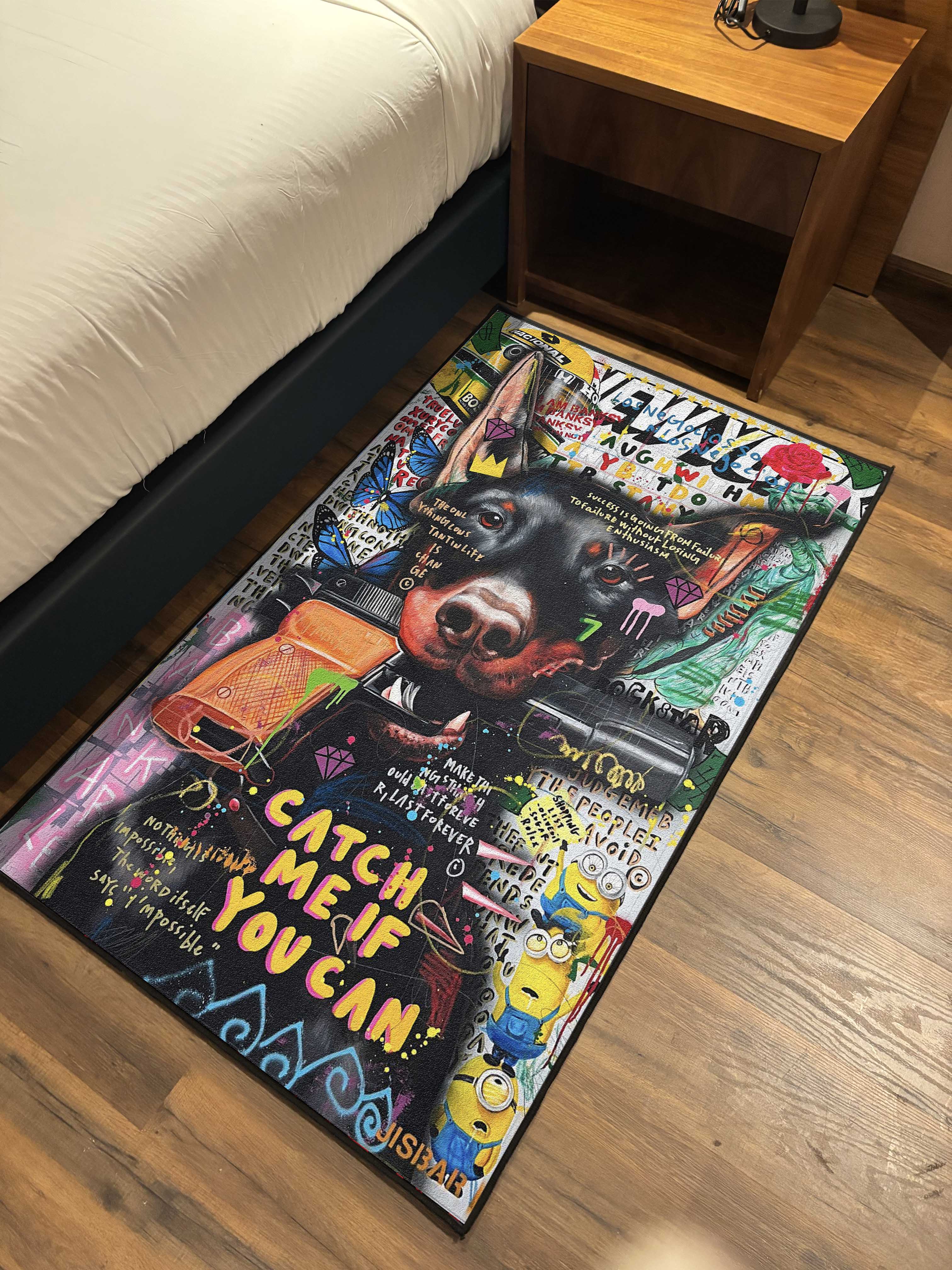 Dog graffiti art Washable Rug