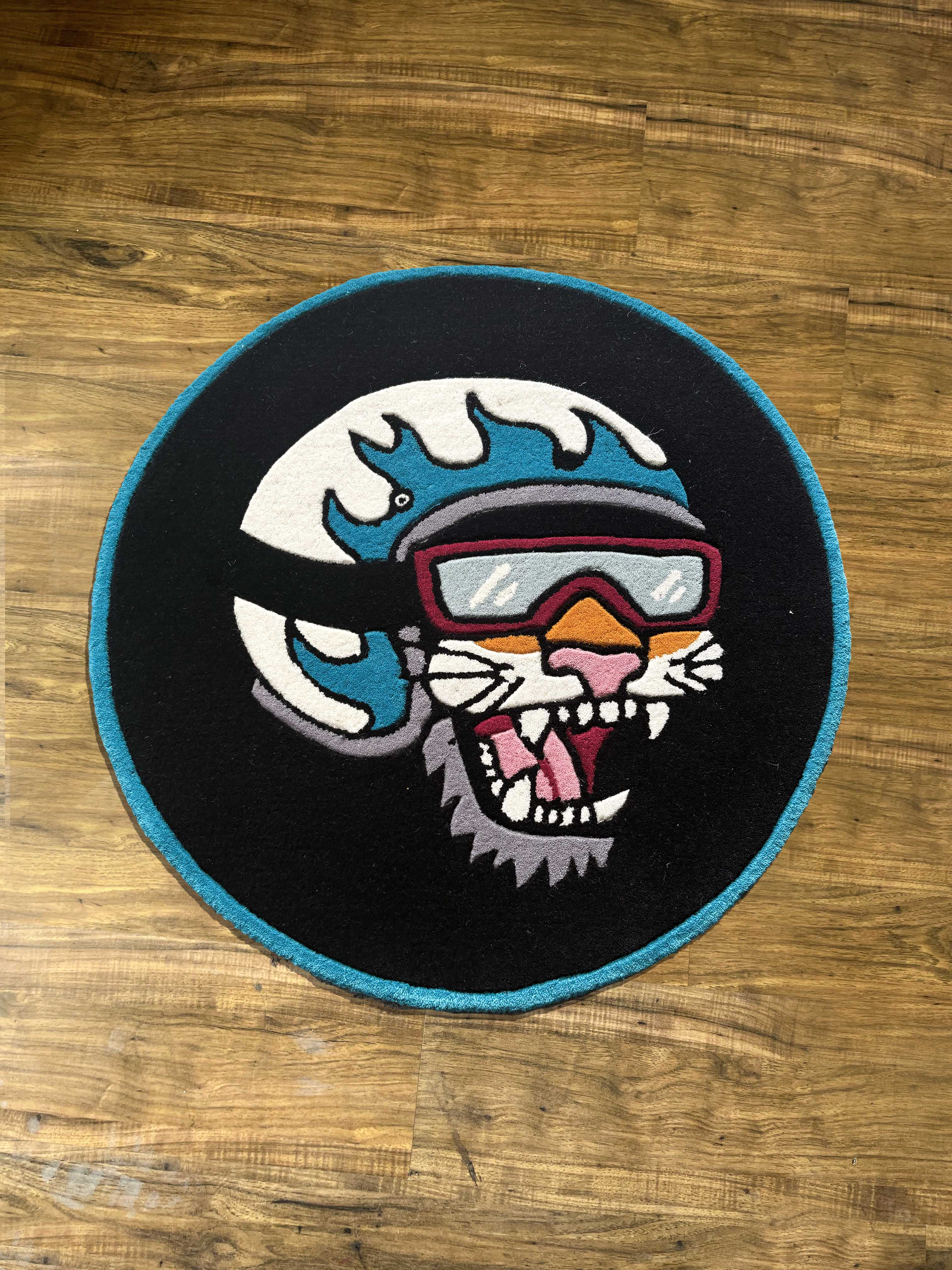 Cat biker Hand Tufted Rug