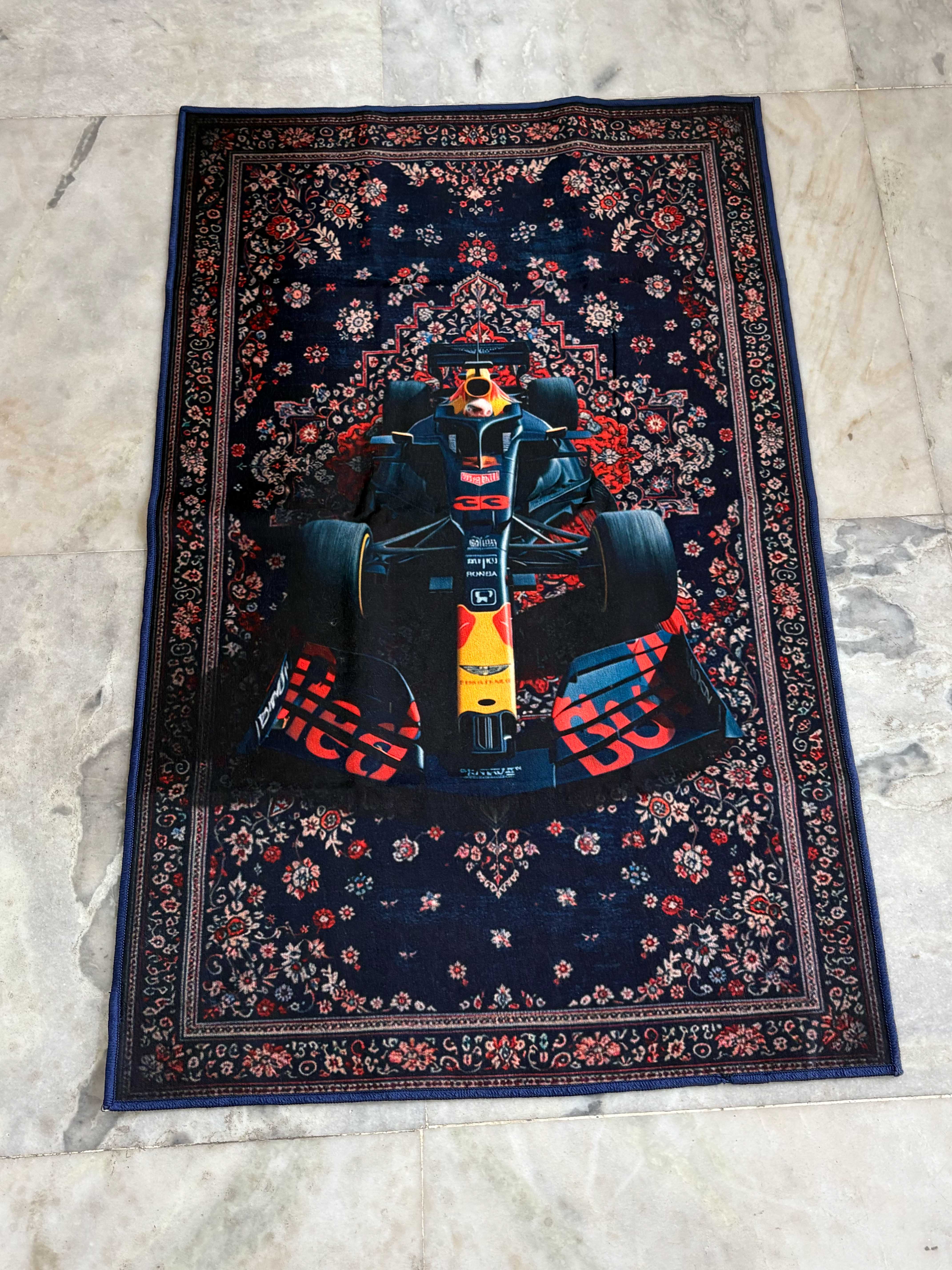 Formula 1 red & blue traditional design Washable Rug