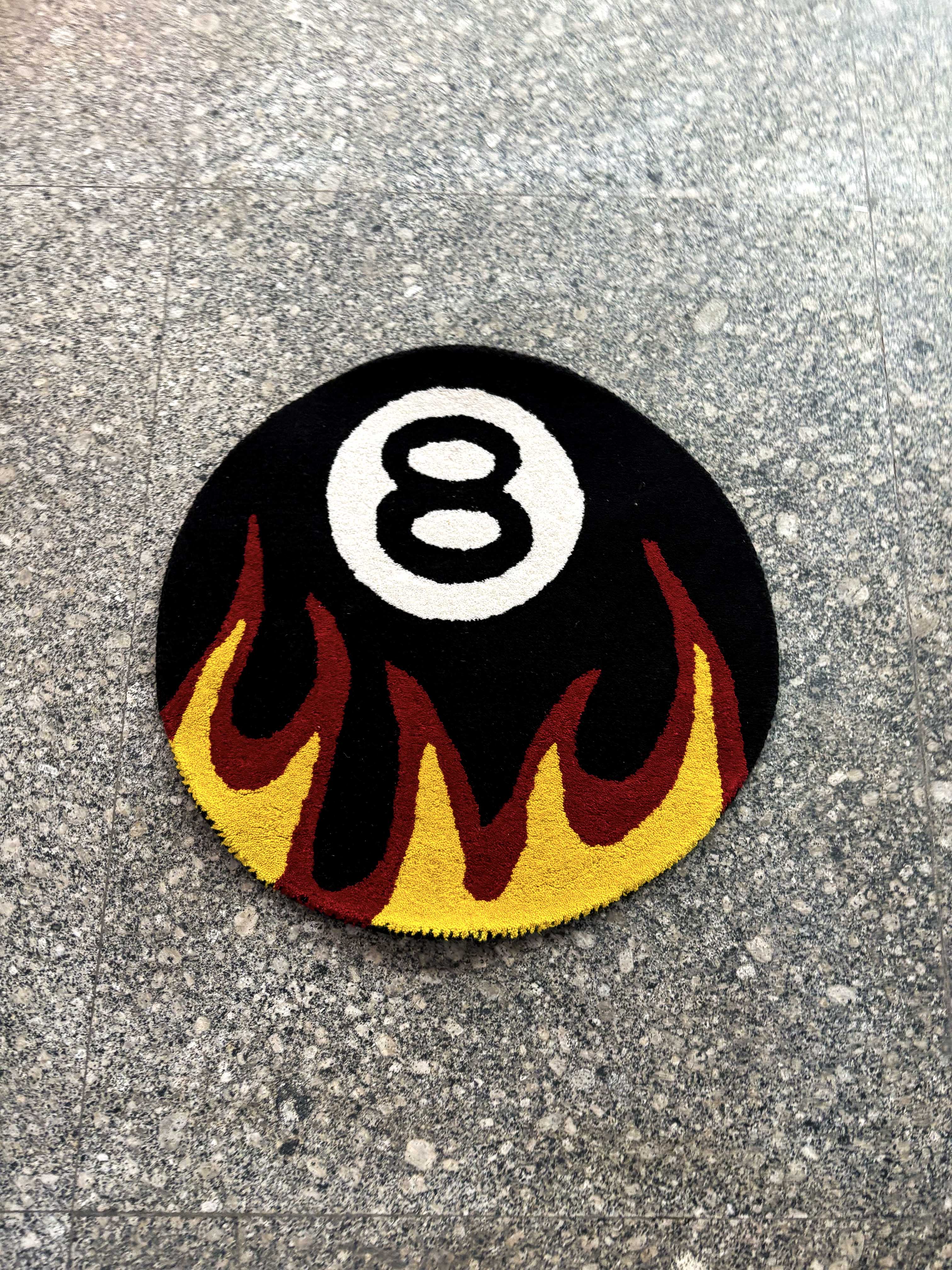 8 Ball Fire Tufted Rug