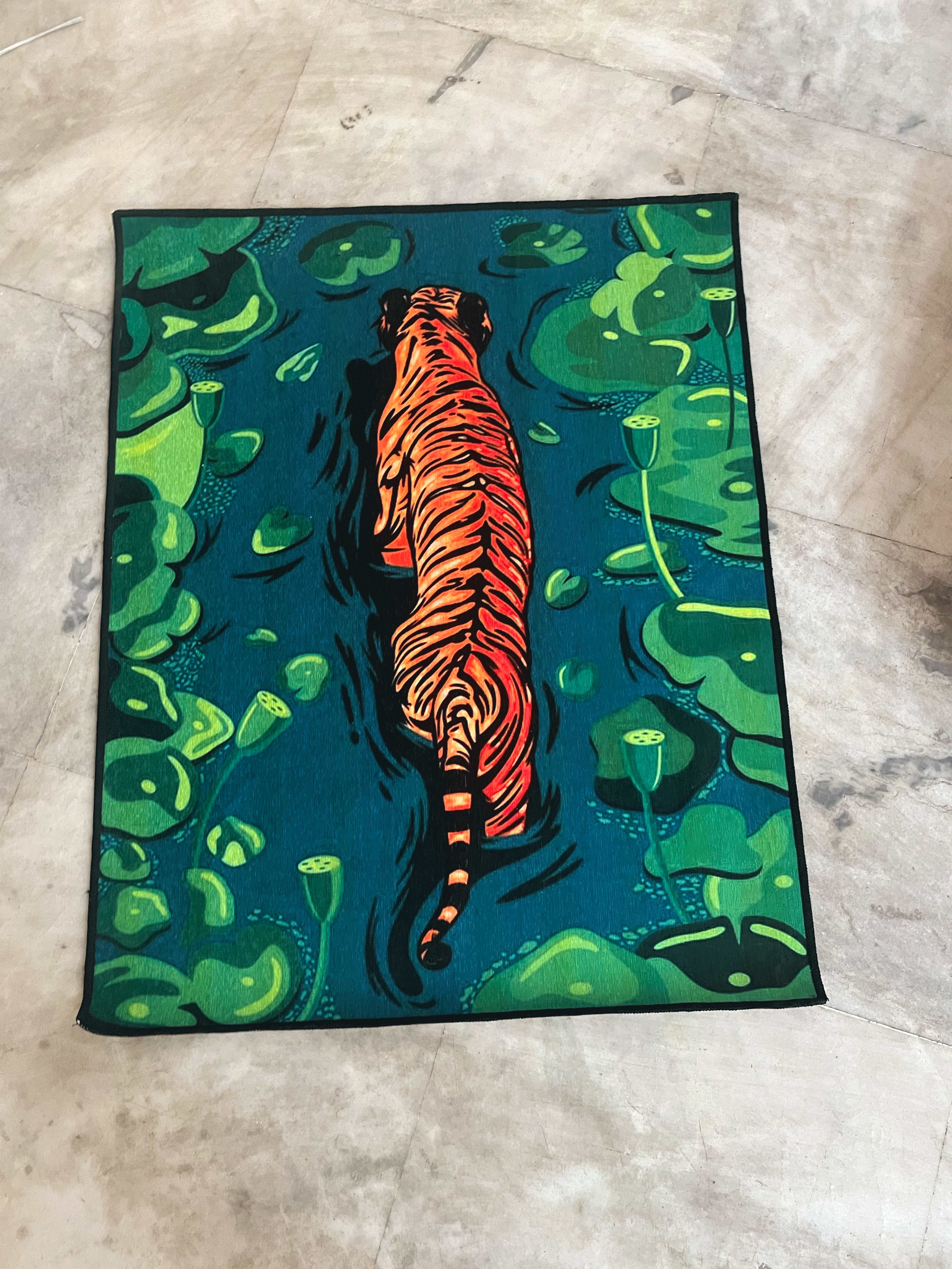 Tiger jungle Printed Washable Rug